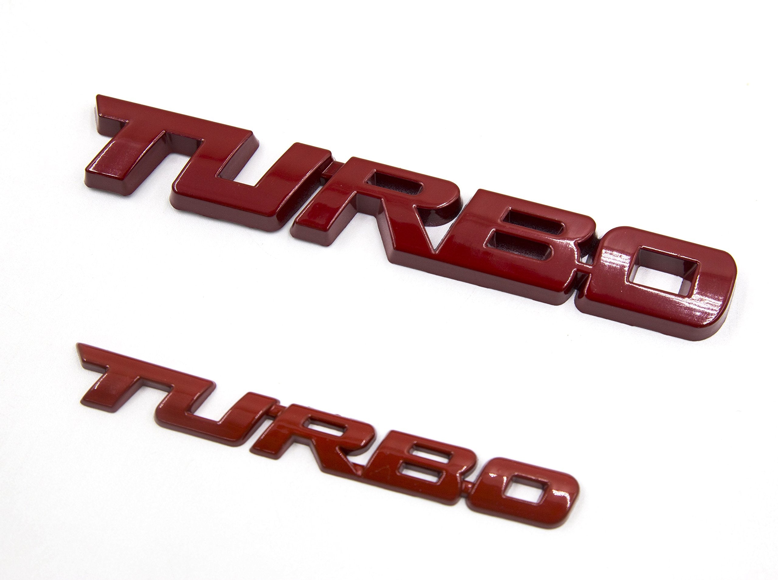 Lightkorea 2Pcs Small And Big Metal Turbo Emblem Side Fender Trunk Emblem Vehicle Car Motorcycle Badge Decals (Glossy Red)