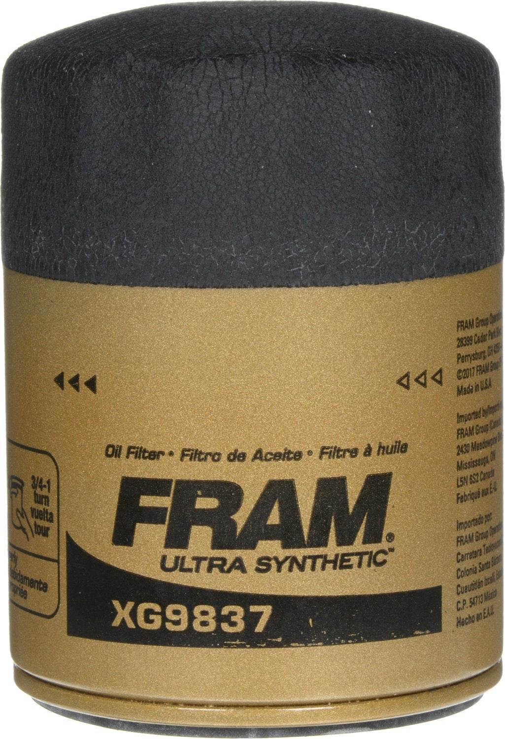 Fram Ultra Synthetic Automotive Replacement Oil Filter, Designed For Synthetic Oil Changes Lasting Up To 20K Miles, Xg9837 With Suregrip (Pack Of 1)