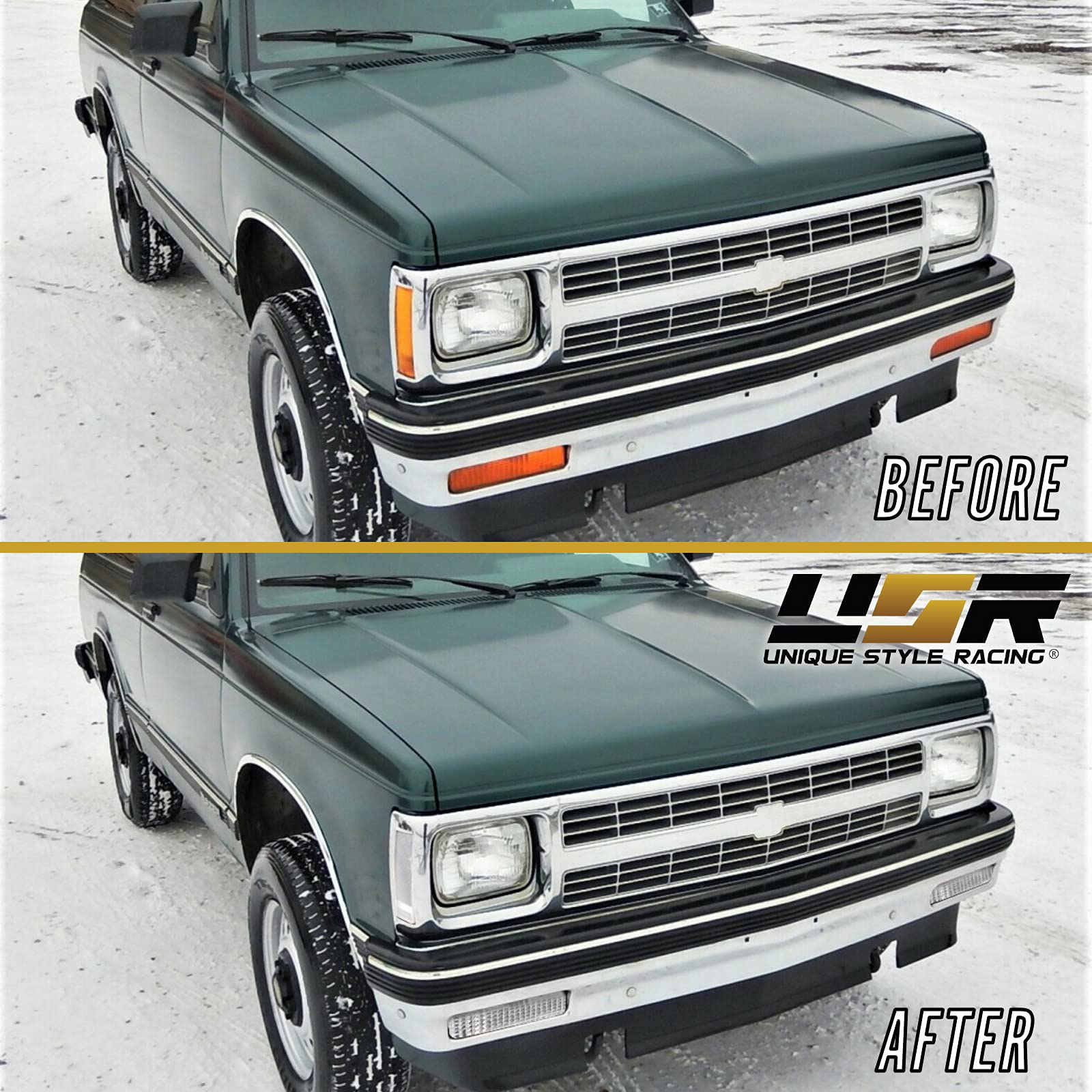 Usr 82-93 Chevy S10 Turn Signal Lights - Combo Clear Corner Sidemarkers + Bumper Lamps Set Compatible With 1982-1993 Chevrolet S