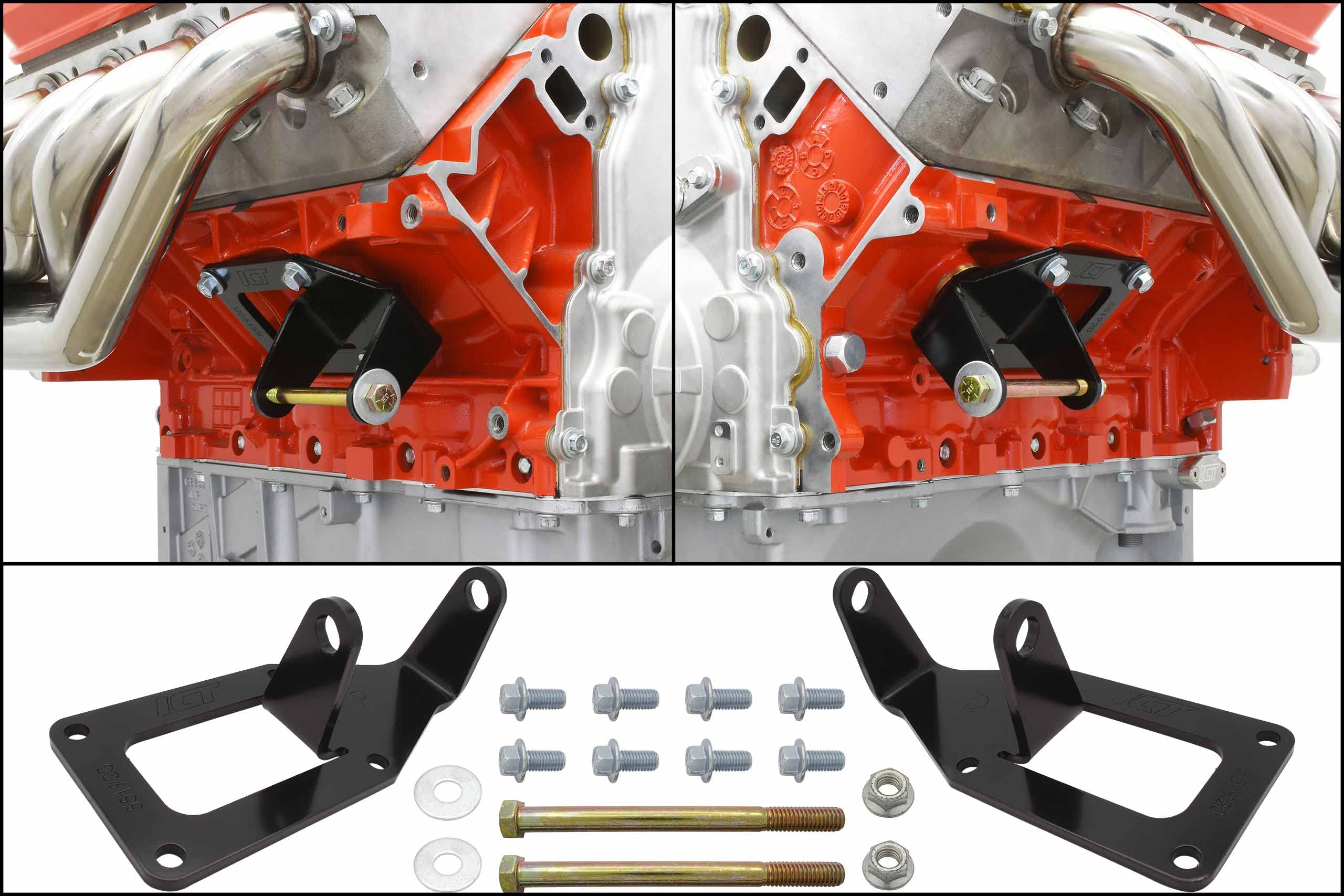 Ict Billet 1975 To 1987 Sbc To Ls Swap Engine Mount Steel Clamshell Bracket Motor Conversion Black Powder Coated Finish Heavy Du