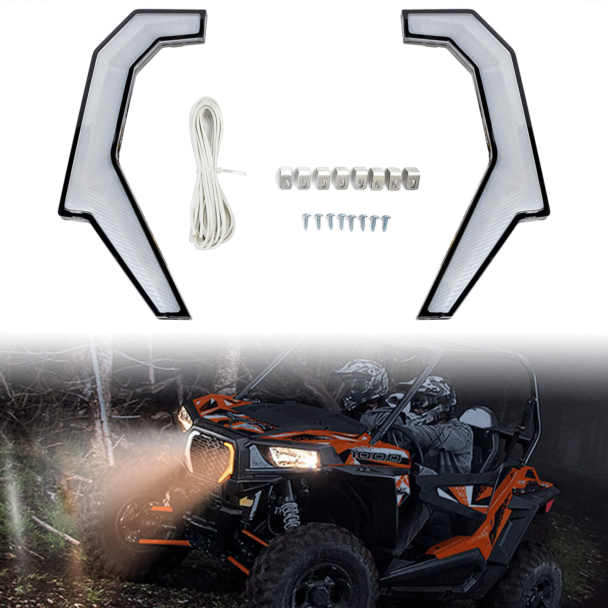 Sautvs Grille Accent Fang Lights For Rzr 1000 Xp, Turn Signal Lights Grill Signature Lamps For 2014-2018 Polaris Rzr Xp 1000/2015-2020 Rzr 900 Xc 900S Accessories (2Pcs)