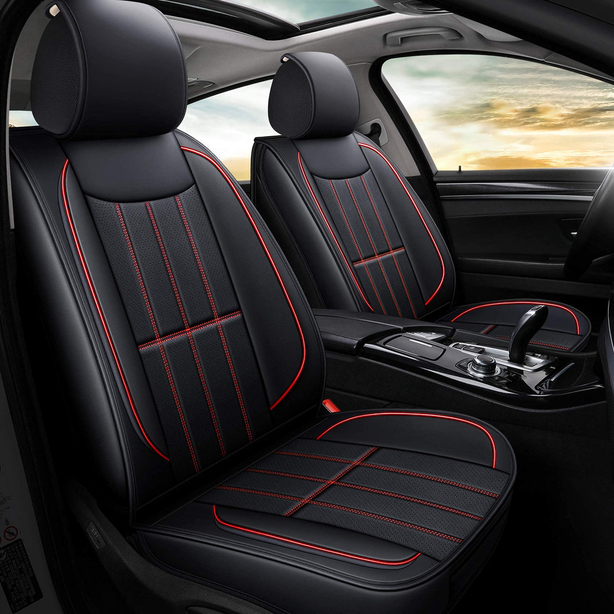 Aoog Leather Car Seat Covers, Leatherette Automotive Vehicle Cushion Cover For Cars Suv Pick-Up, Universal Vehicle Cushion Cover