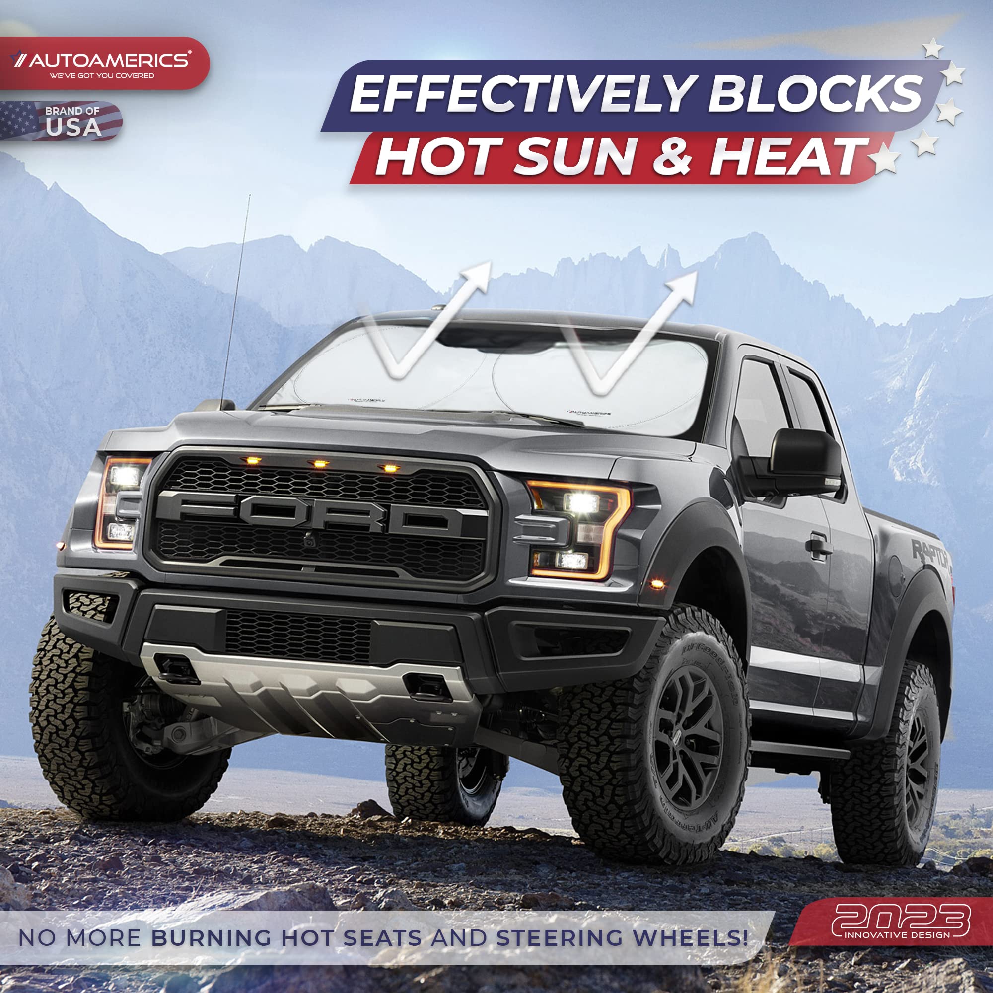 Autoamerics 1-Piece Windshield Sun Shade Standard Silver Foldable Car Front Window Sunshade For Most Cars Suv Truck - Heat Block