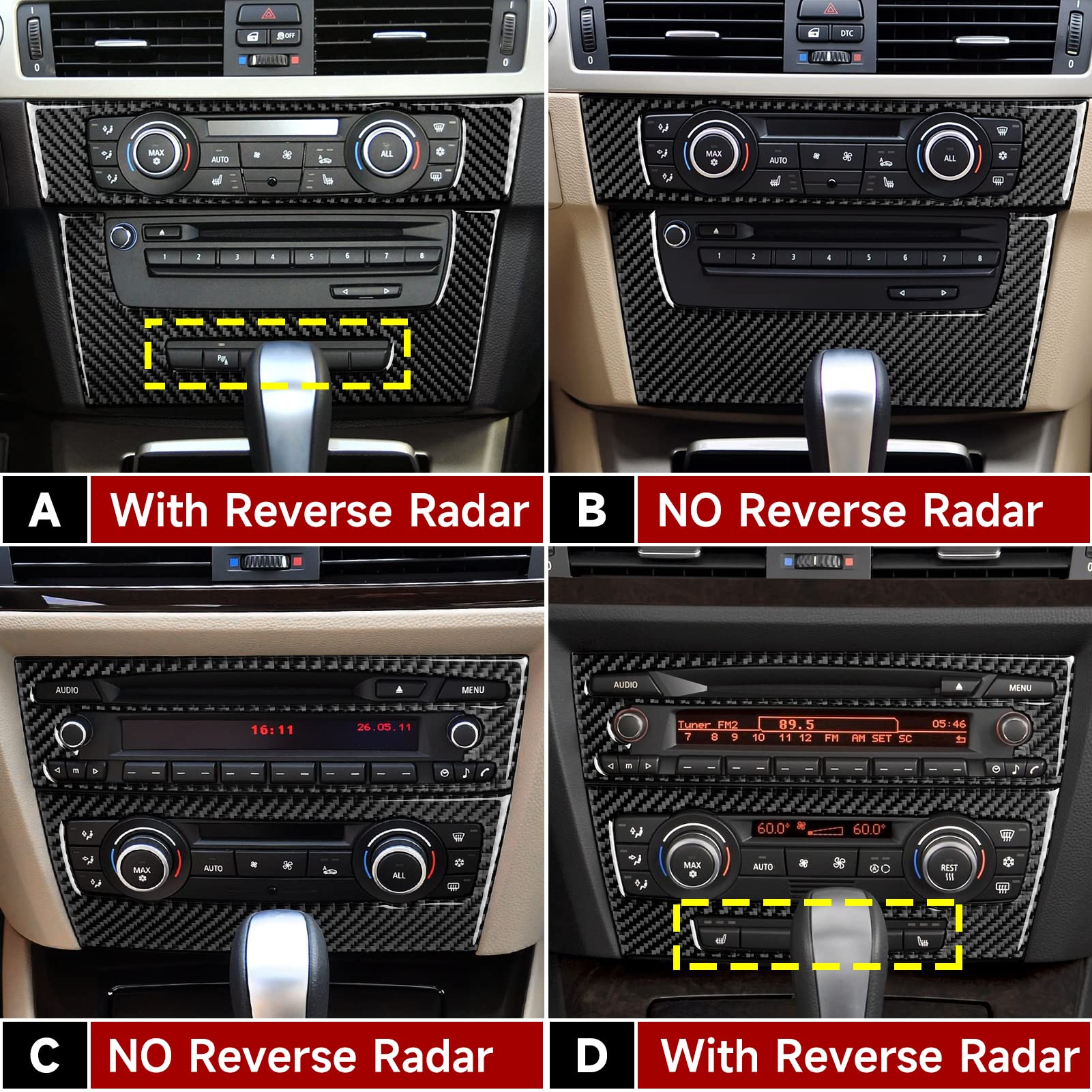 Car Cd Panel Sticker Carbon Fiber Decal Trim Cover Fits For Bmw E90 E92 E93 2006 2007 2008 2009 2010 2011 Interior Accessories (Style D)