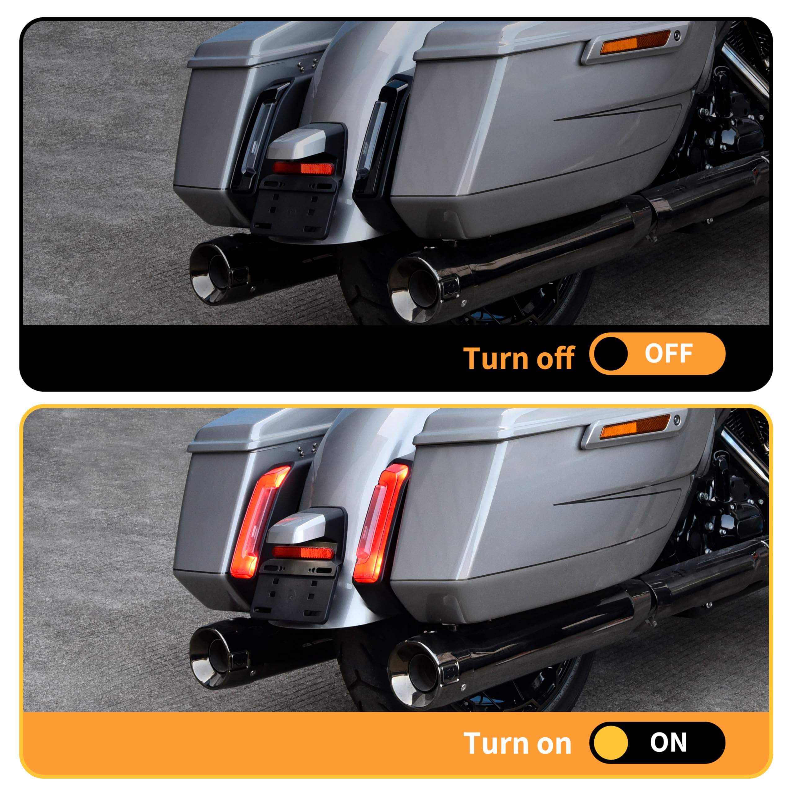 VEISUTOR Rear Fender Light Saddlebag Side Light for Road Glide Street Glide 2024, Smoked Auxiliary LED Run Brake Turn Lamps Ligh