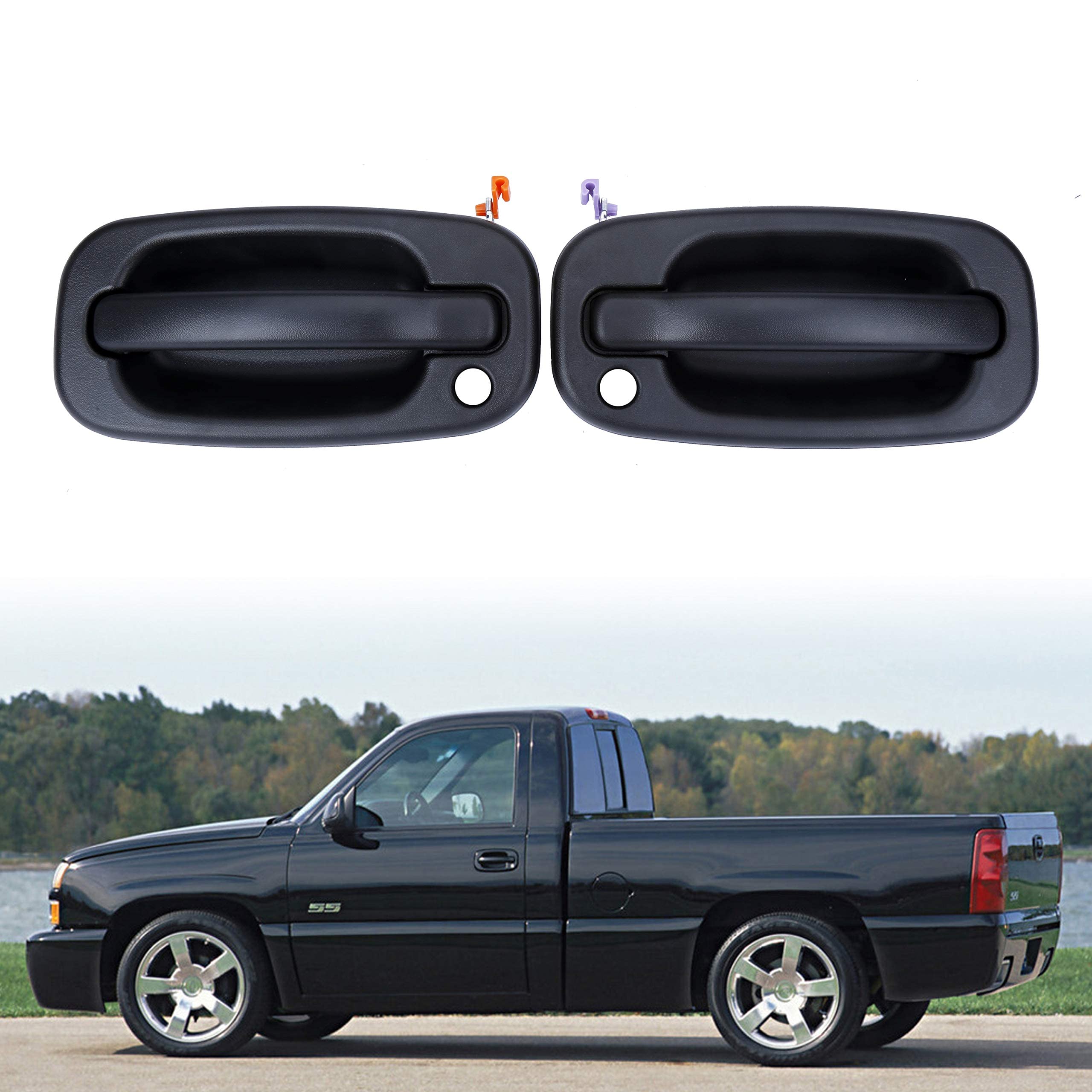 ONER Left and Right Pair of Black Exterior Door Handles, Fit for 1999-2007 Chevy Silverado,GMC Sierra 2002-2006 Cadillac Escalad