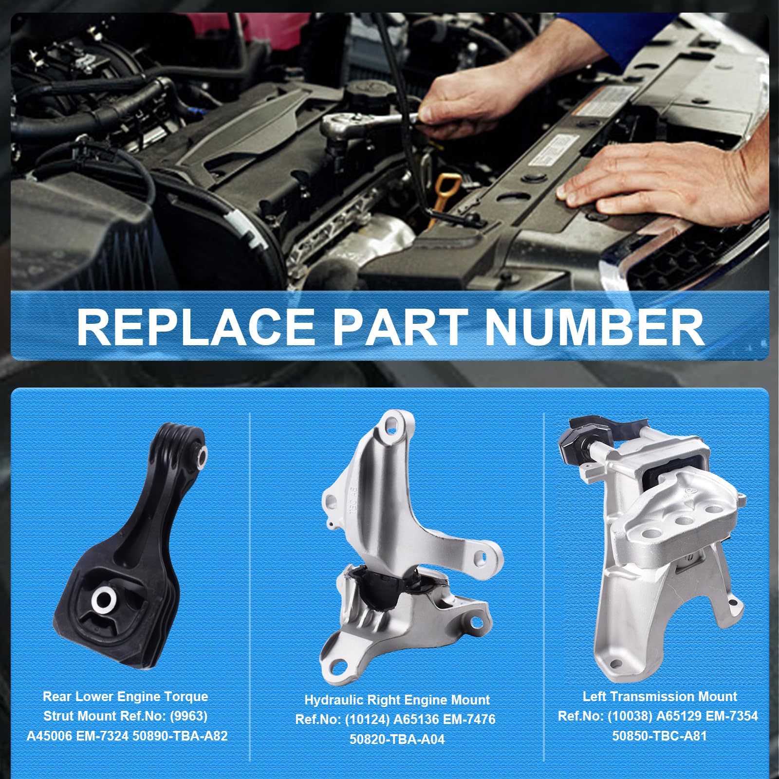 Dofoch Engine Motor & Trans Mount Compatible With 2016-2021 Honda Civic 1.5L Cvt Transmission Mount Replaces 50820-Tba-A04 50890-Tba-A82 50850-Tbc-A81