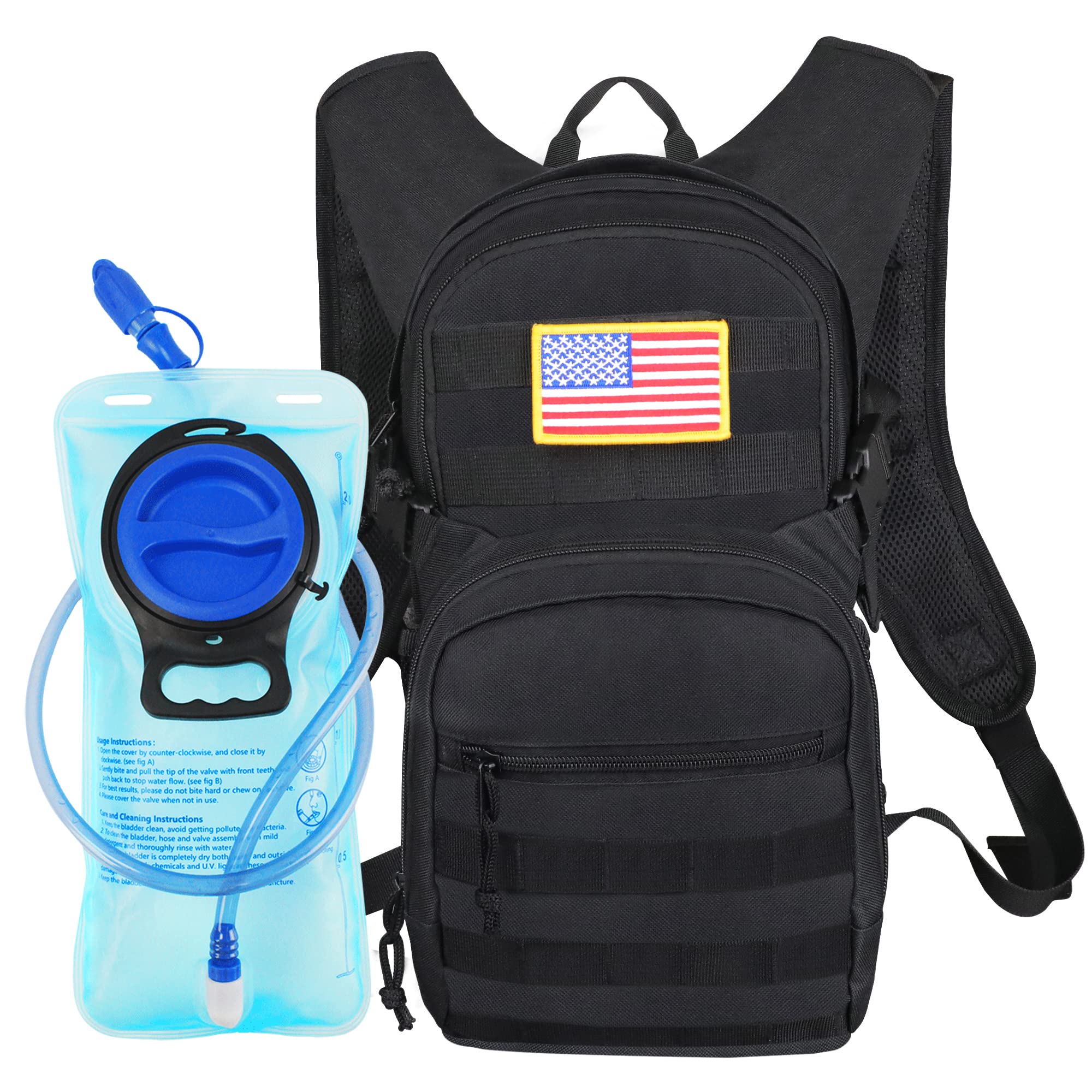 Tactical Molle Hydration Backpack Water Backpack With 2L Peva Water Bladder Hydration Pack For Men Women Military Backpack For Hiking Biking Running Cycling