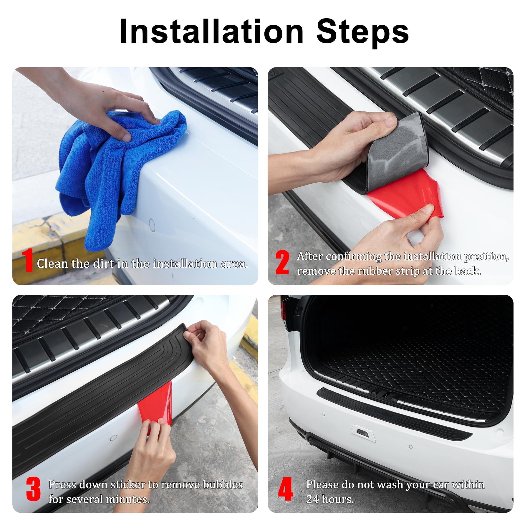 Singaro Car Rear Bumper Protector, 35.5Inch X2.75Inch Car/Suv Universal Rubber Anti-Scratch Trunk Exterior Accessories(Black-Spo