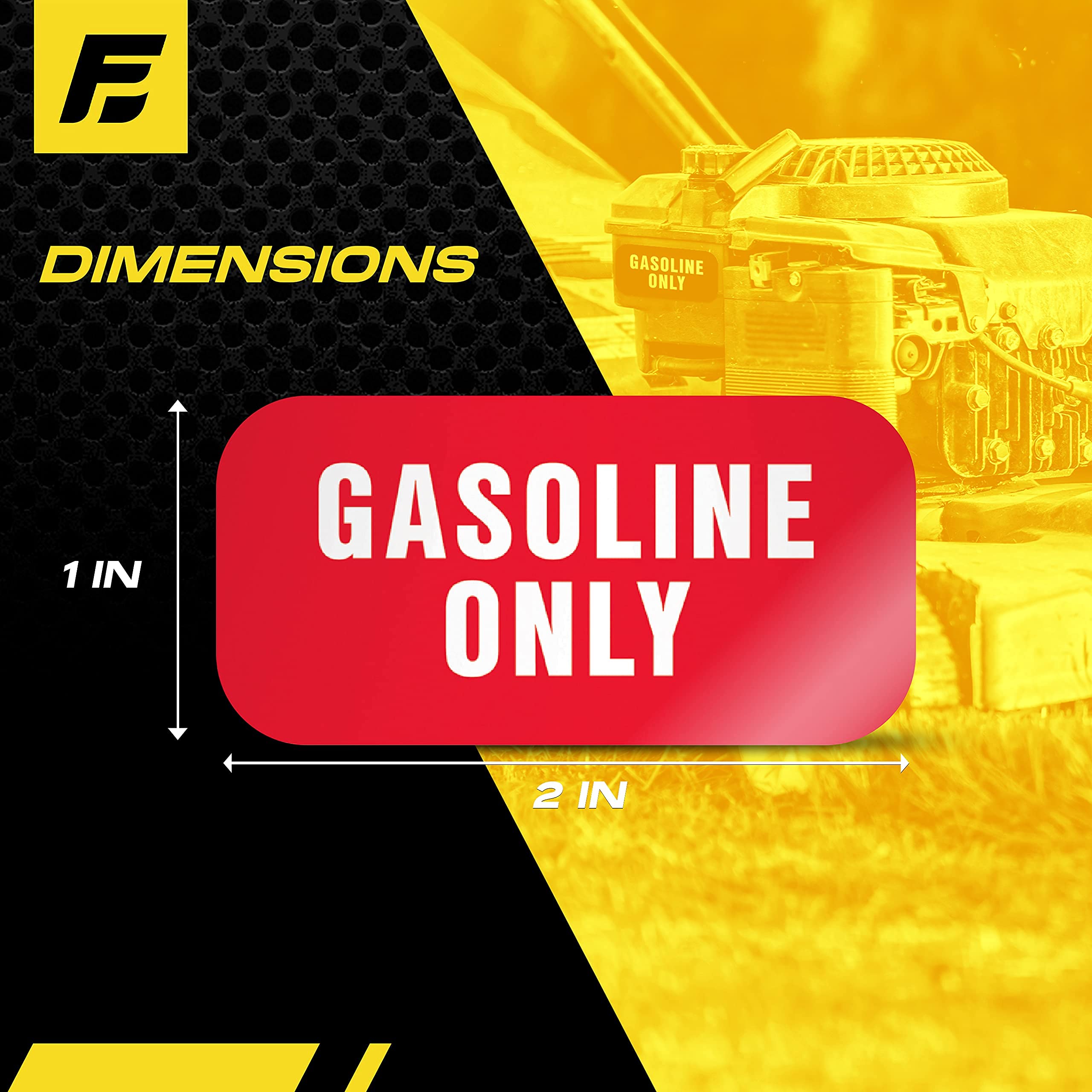 Gas Sticker, Gasoline Decals For Fuel Cans And Outdoor Power Equipment - Weather Proof, Extreme Stick, Commercial Grade Gasoline