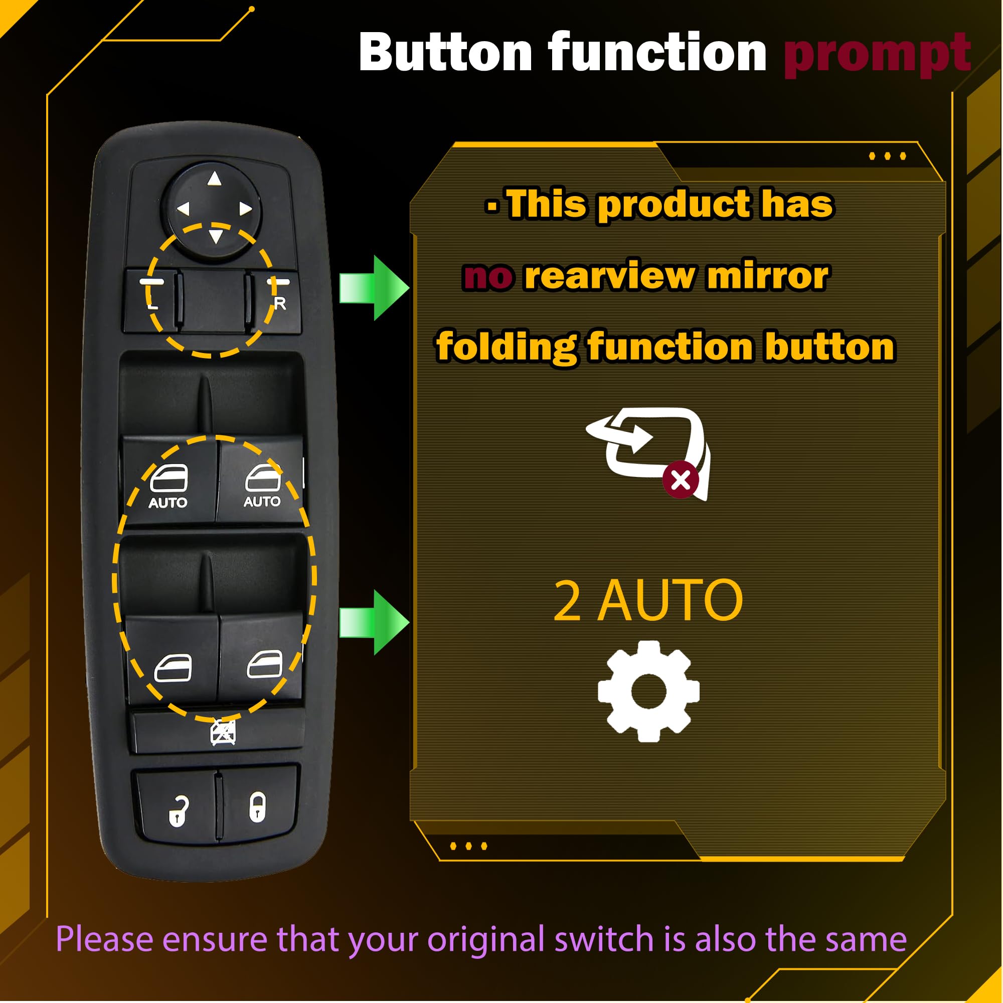 Zaposts Master Power Window Switch For 2009 2010 2011 2012 Ram 1500,Ram 2500,Ram 3500.3 Pins + 10 Pins,Oe# 4602863Ad,4602863Ac,4602863Ab Driver Side Control Switches(Green Light)