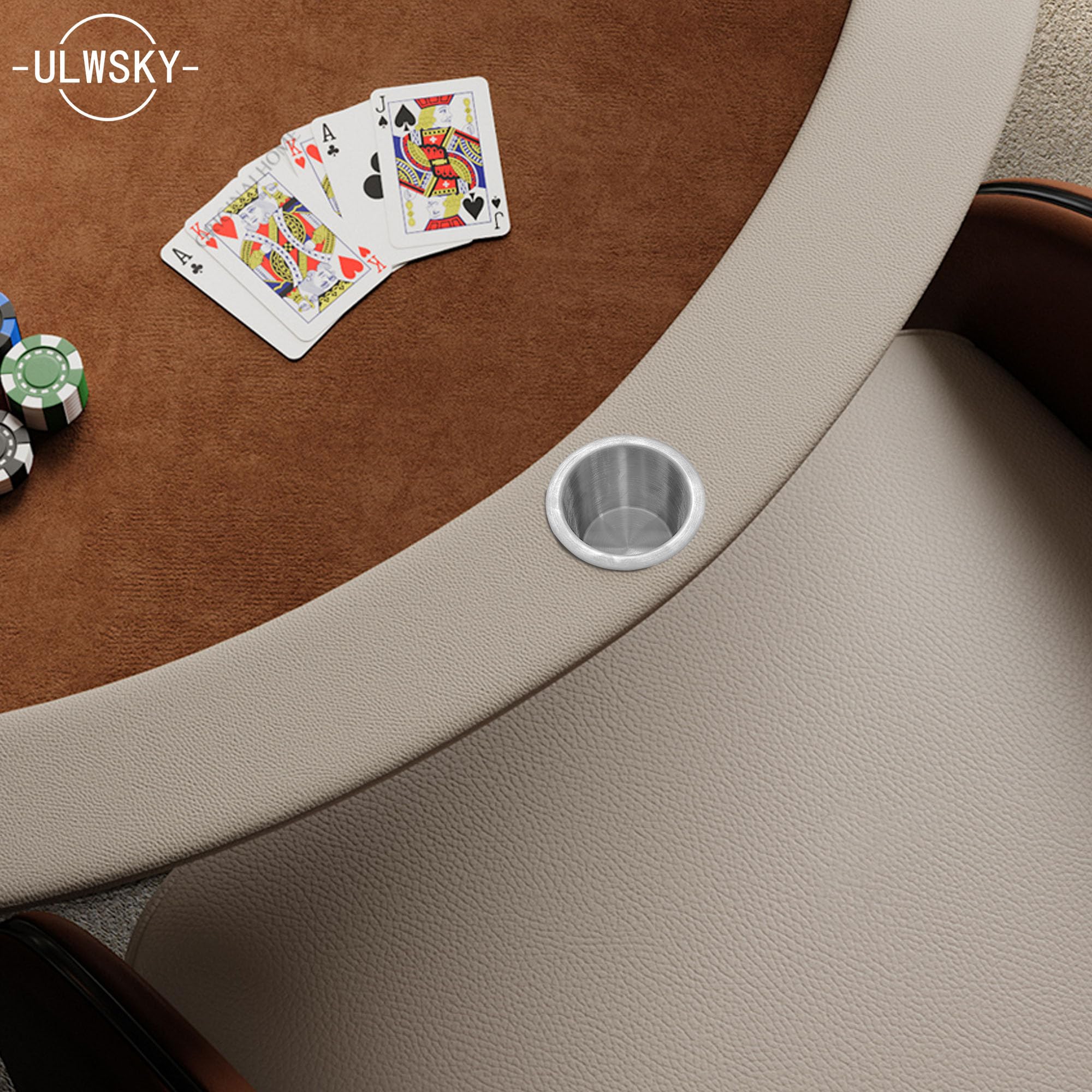 4Pcs Drop-in Cup Holder,304 Stainless Steel Automotive Cup Holders,3.3inch Silver Poker Table Drink Holder Dining Table Cinema S