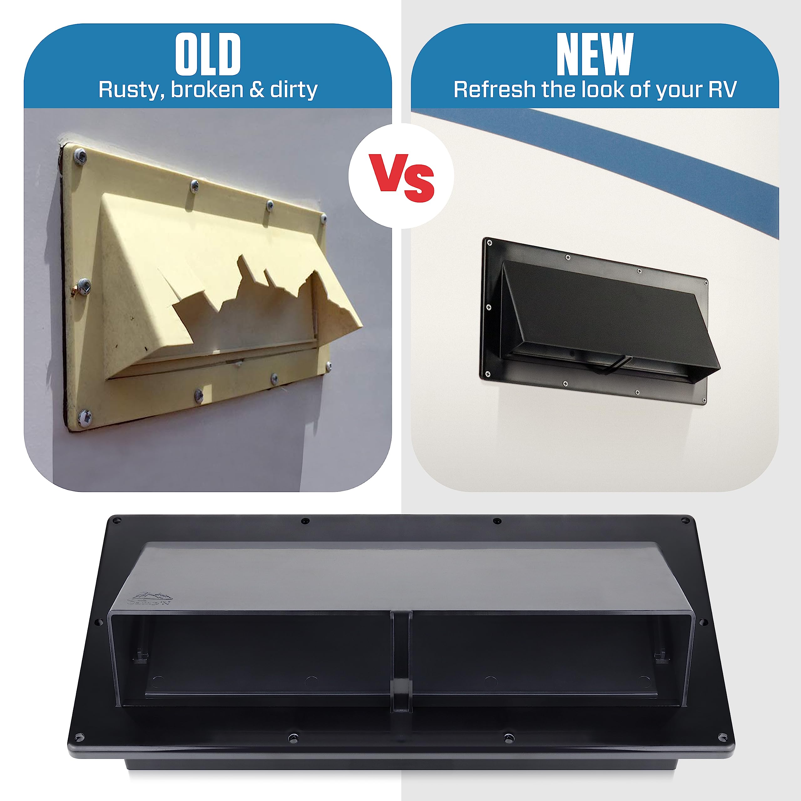 Camp'N RV Exhaust Vent Cover (Black) - Perfect RV Stove Vent Cover Replacement for Trailers, Campers, Motorhomes - Easy to Insta