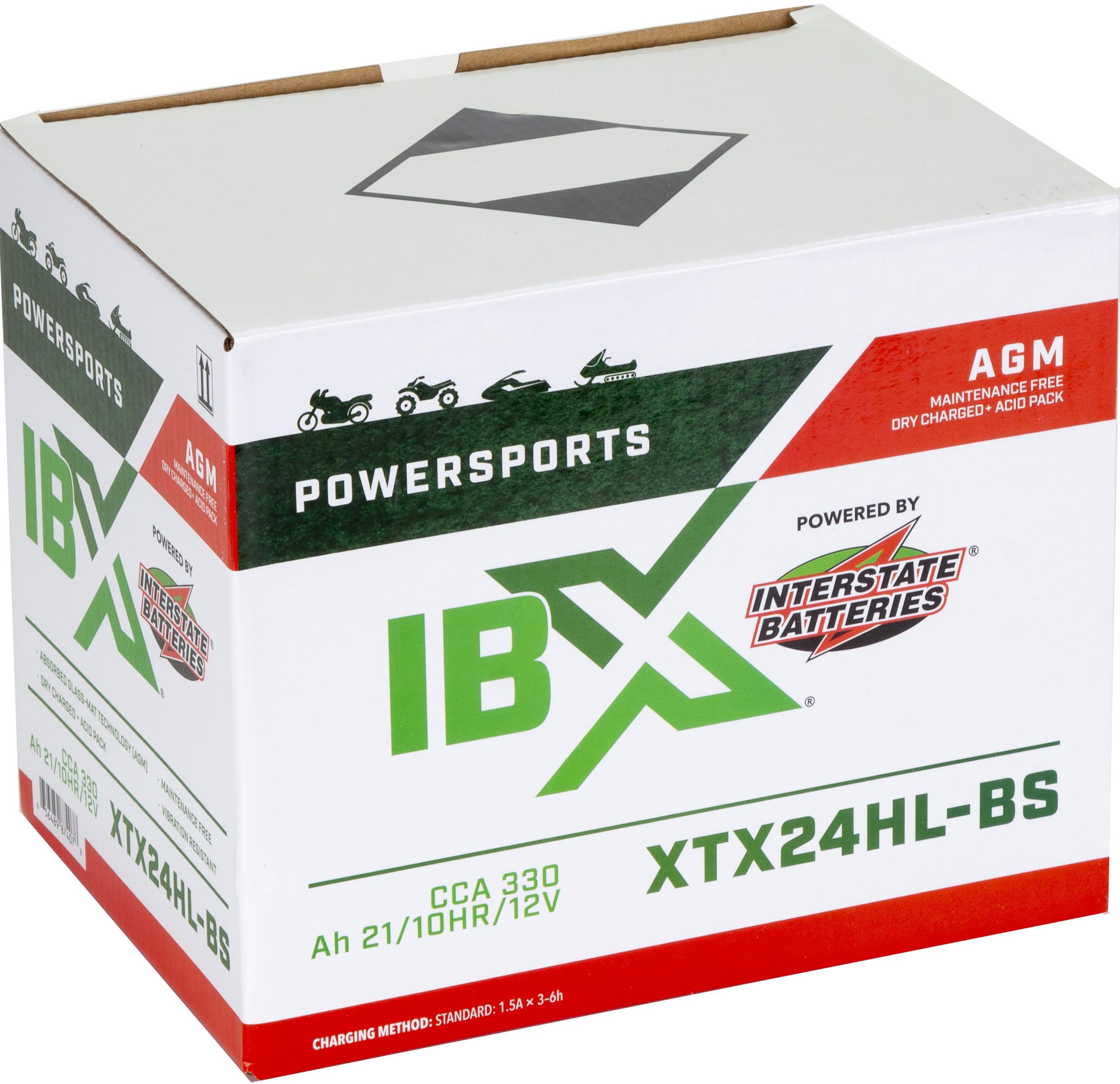 Interstate Batteries Ytx24Hl-Bs 12V 21Ah Powersports Battery 330Cca Agm Rechargeable Replacement Battery For Arctic Cat, Brp, Ya