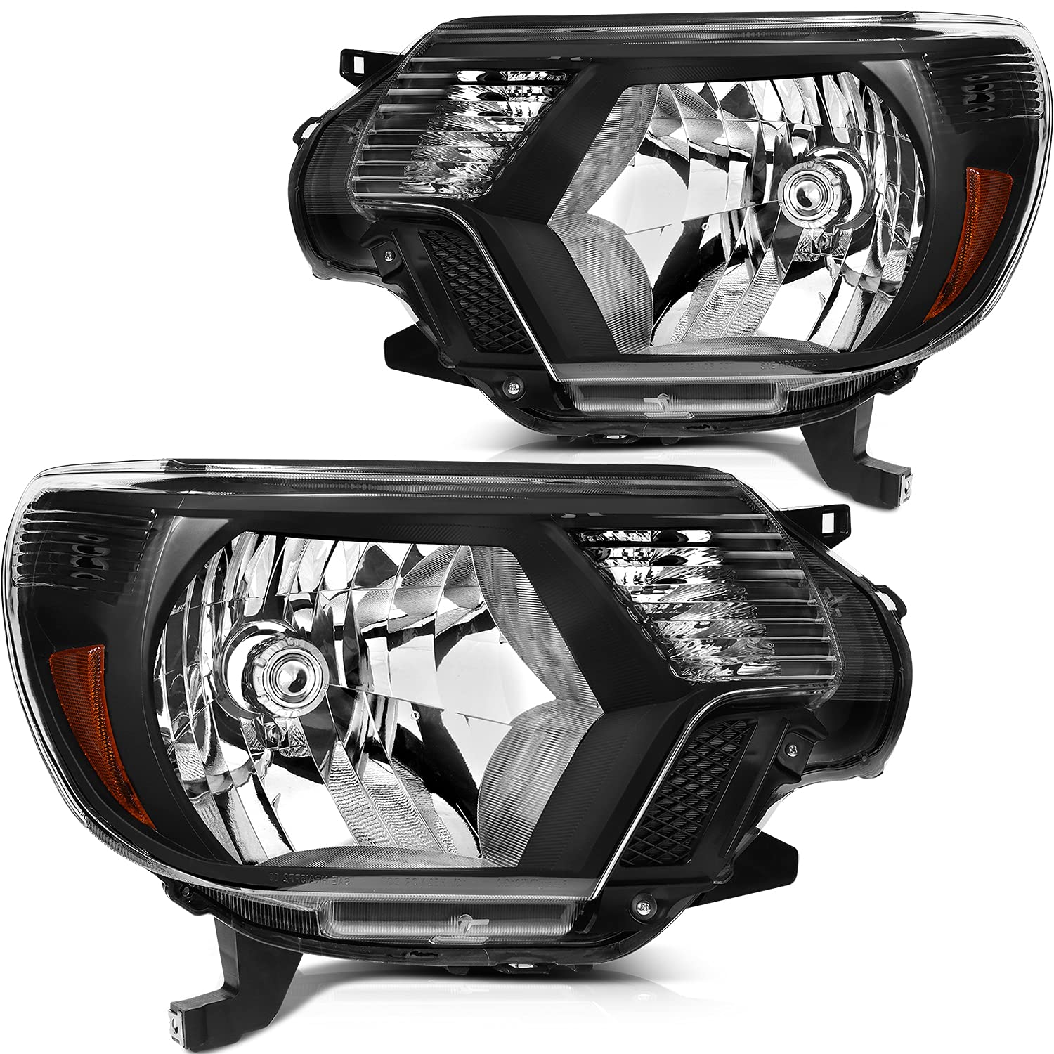 Headlight Assembly Fit For Toyota Tacoma 2012-2015 Black Housing Amber Reflector Clear Lens Driver and Passenger Side 8115004180