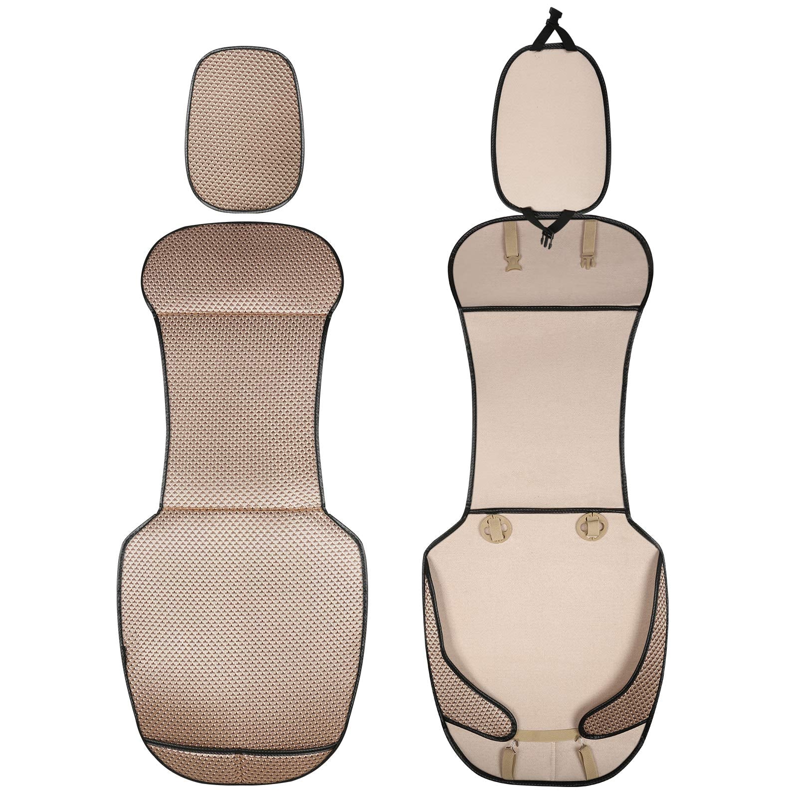 Auto Newer Luxury Breathable Car Seat Cover Fit Four Seasons, Universal Front Of Car Seat Cushions, Bottom Seat Covers Of Full Wrapped Edge,Universal Fit For 95% Cars,Suv,Pickup(Beige,1Pcs)