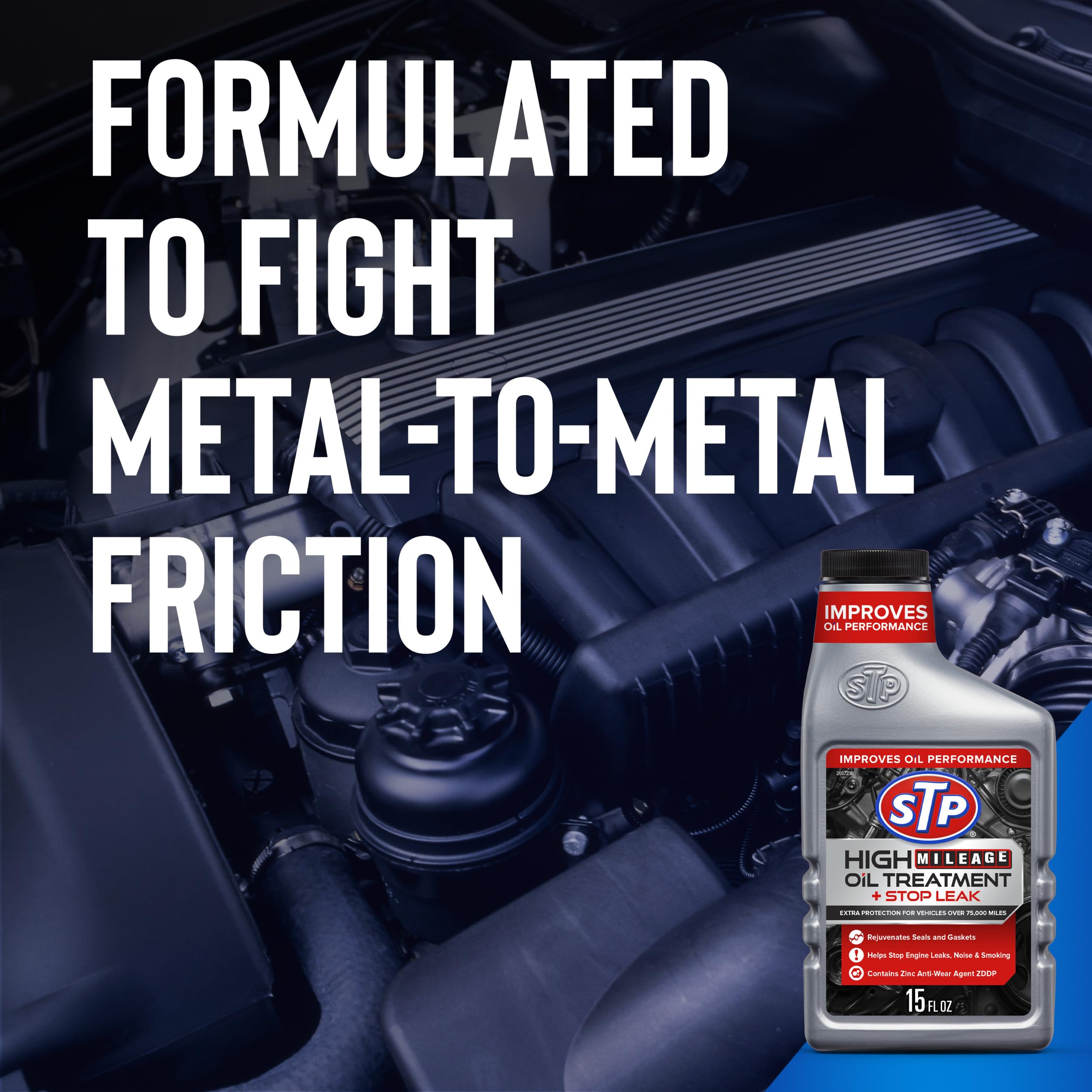 Stp High Mileage Oil Treatment + Stop Leak - 15 Fl Oz