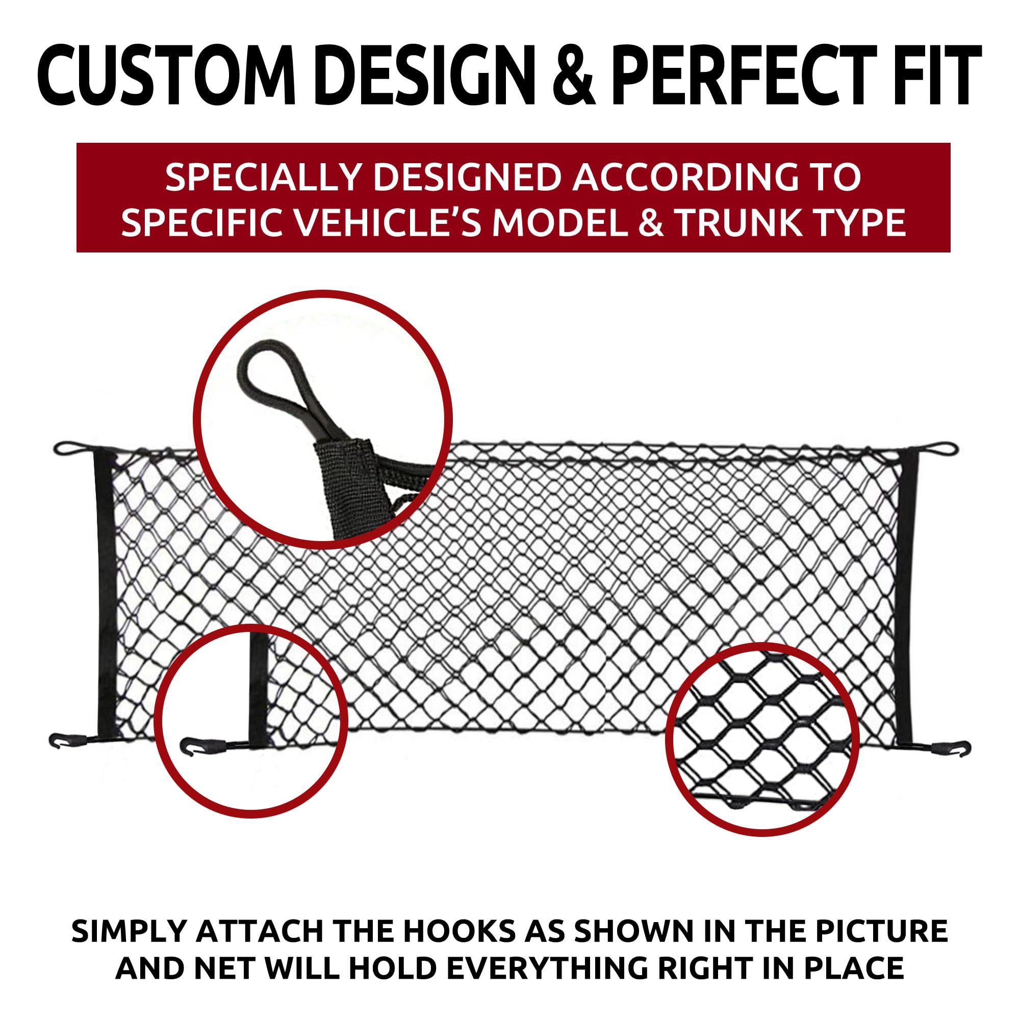 TN TrunkNets Inc Envelope Style Trunk Mesh Cargo Net for Lexus RX300-450 (2010-2025) - Black Automotive Storage Organizer