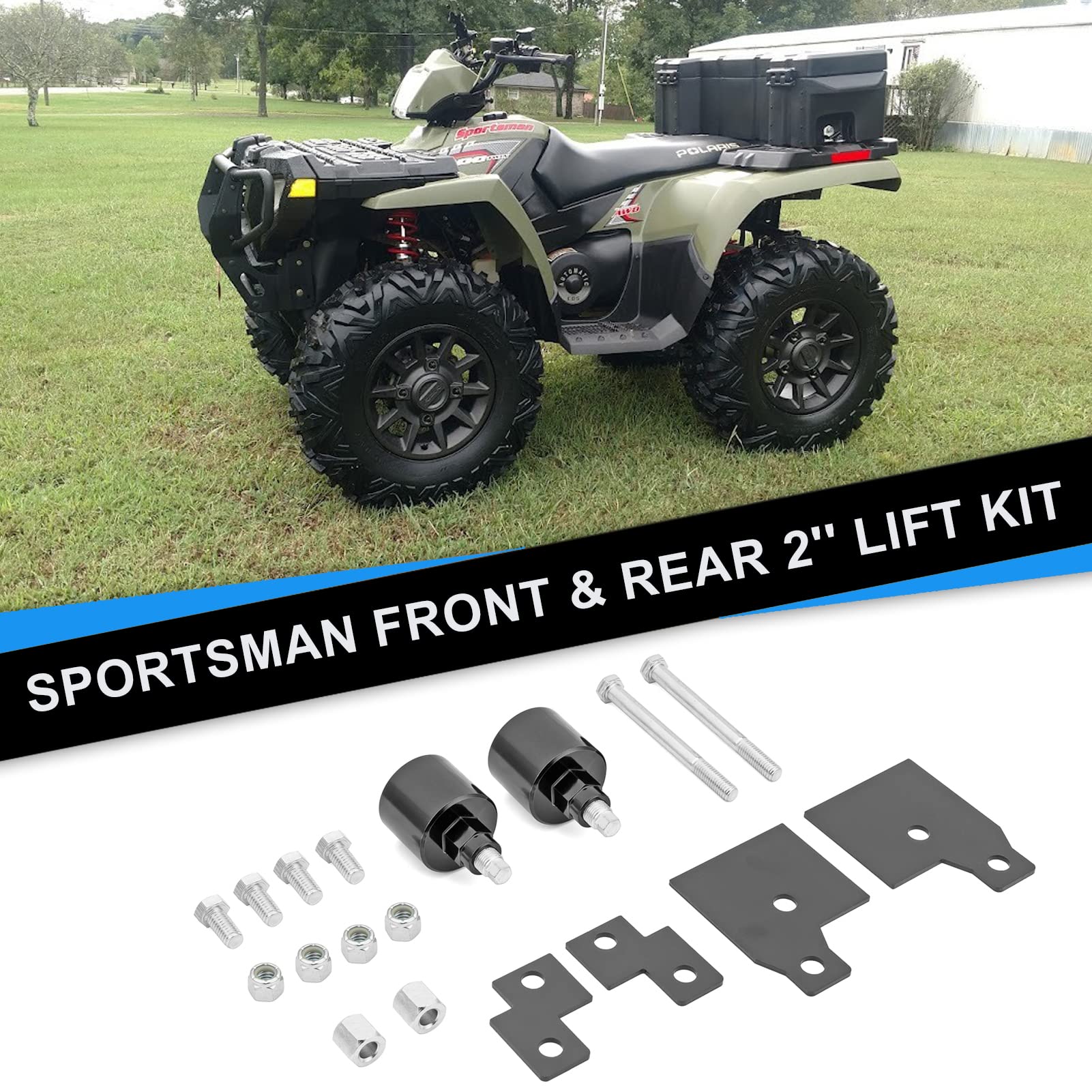 Xjmoto Front & Rear 2'' Lift Kit For Polaris Sportsman 500/600/700/800 (2023), Alloy Steel, Includes Instructions