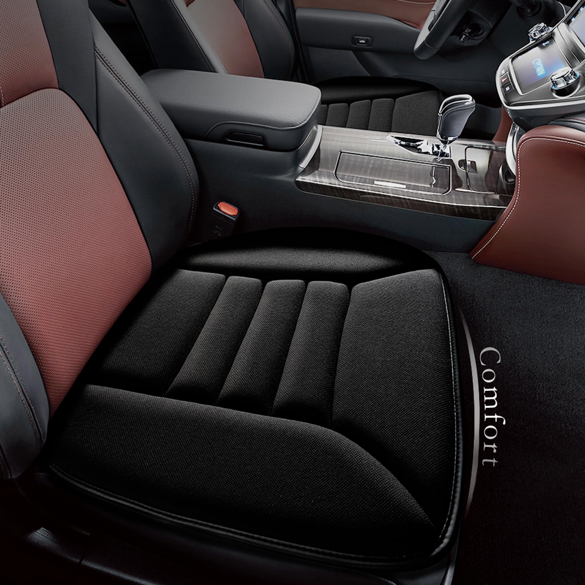 Kingphenix Car Seat Cushion With 1.2Inch Comfort Memory Foam, Seat Cushion For Car And Office Chair (Black)