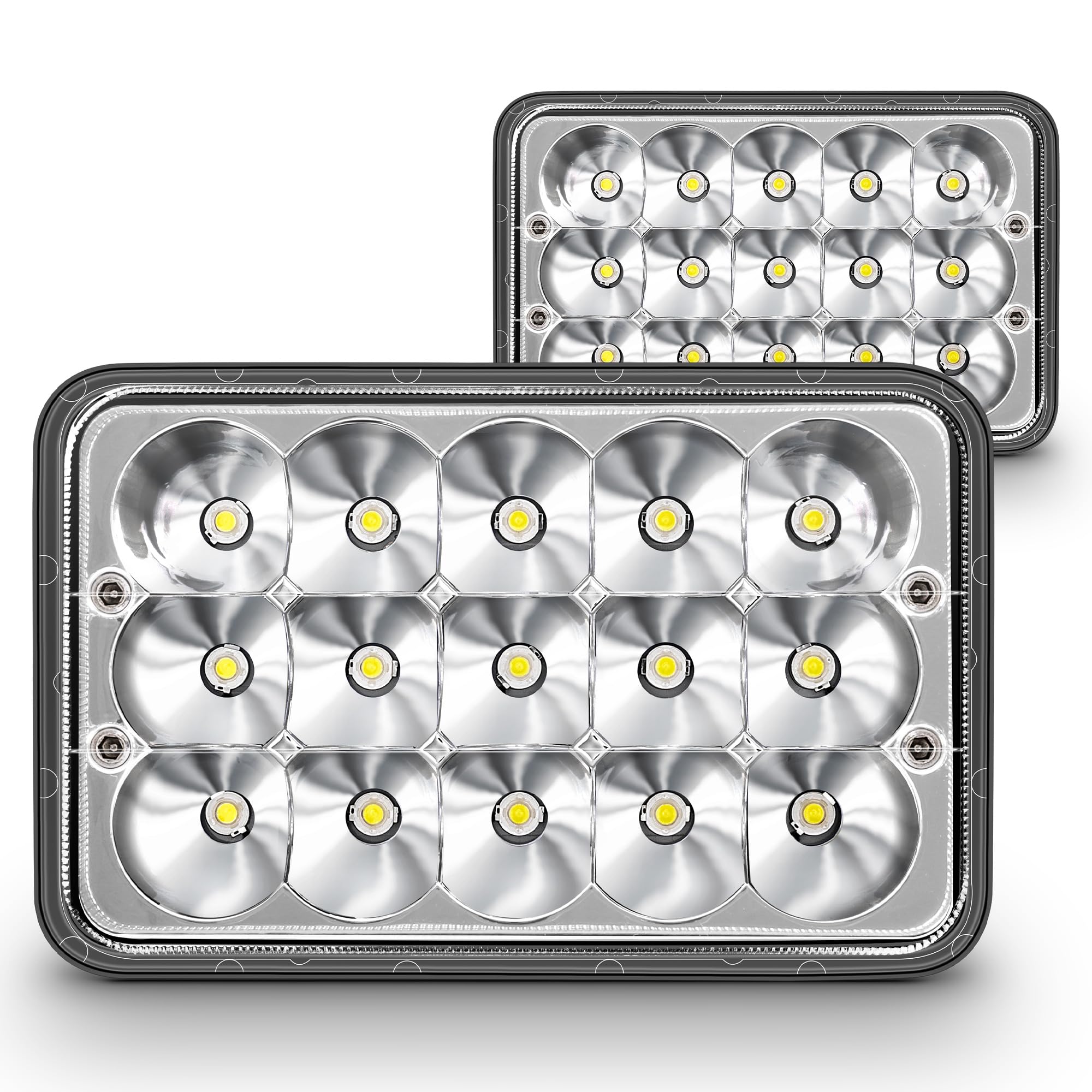 True Mods 2Pc Chrome 4X6 6X4 Inch Led Headlights Pair H4 2A1 1A1 High Low Sealed Beam H4652 H4666 H6545 H4651 H4656 For Freightl
