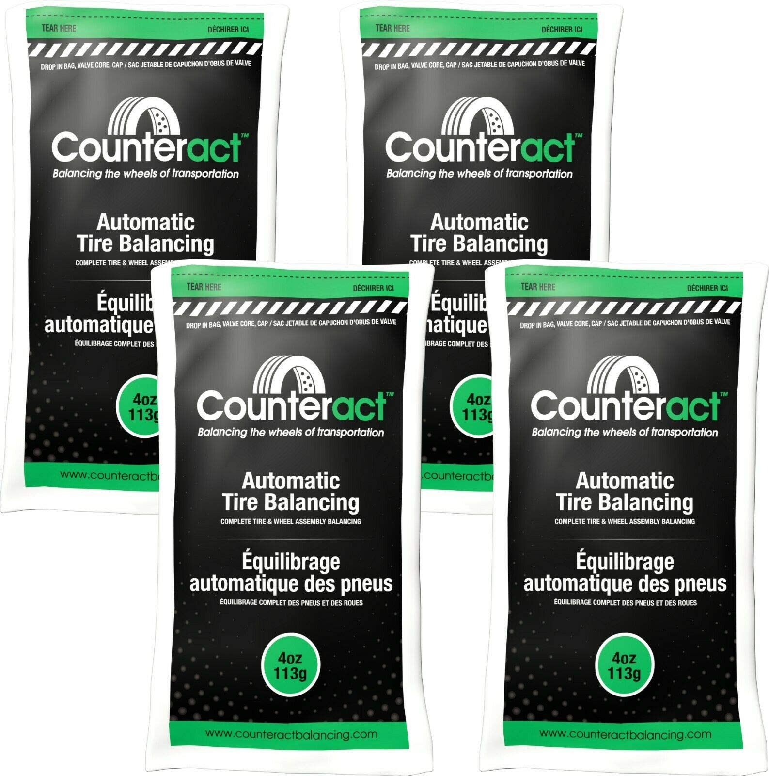 Counteract 4OZ-B4 Centrifugal Force Tire/Wheel Balancing Beads - Off-Road Vehicles, Light Duty Truck Tires, (4) 4oz Balance Bead