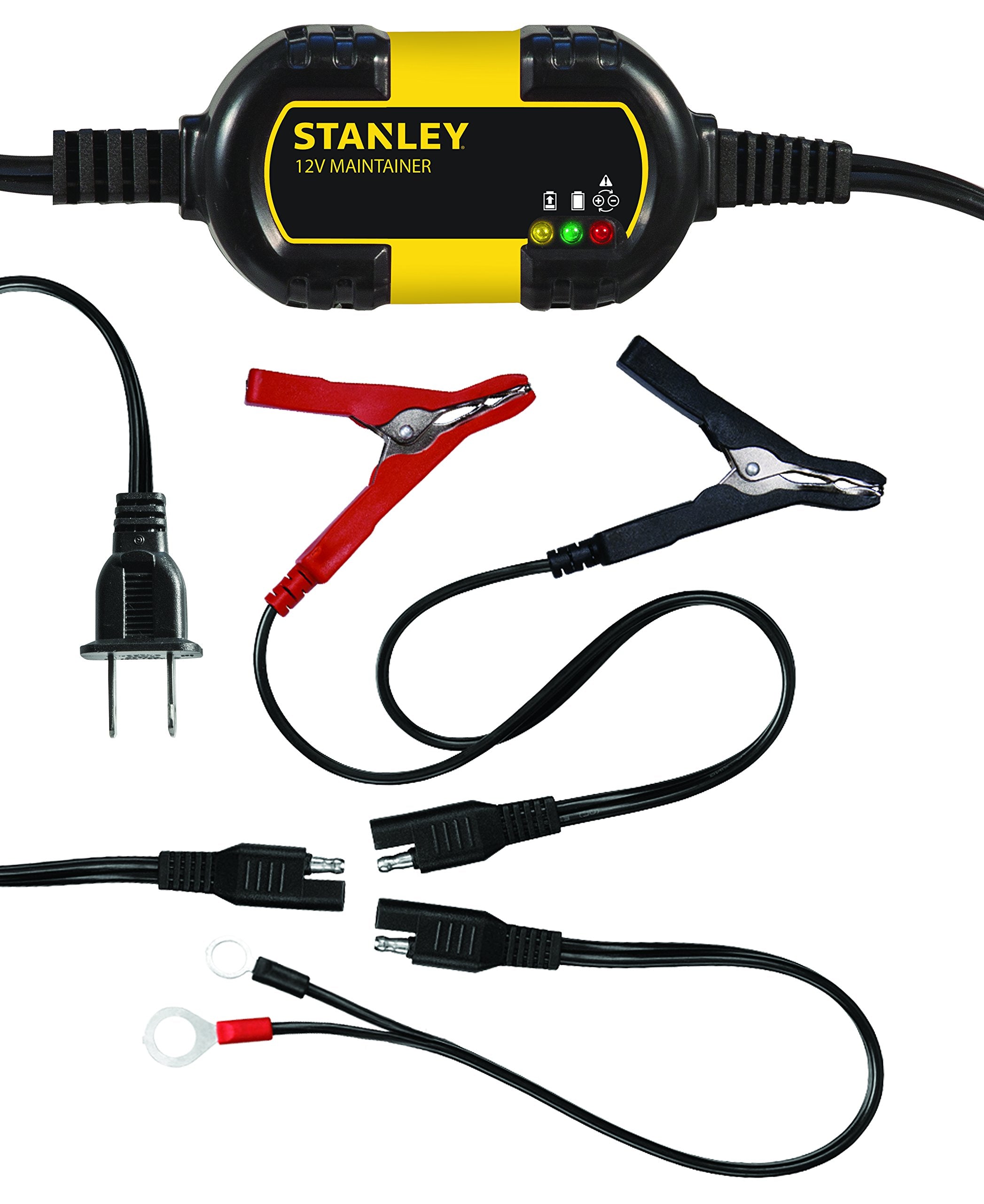 Stanley Bm1S Fully Automatic 1 Amp 12V Battery Charger/Maintainer With Cable Clamps And O-Ring Terminals