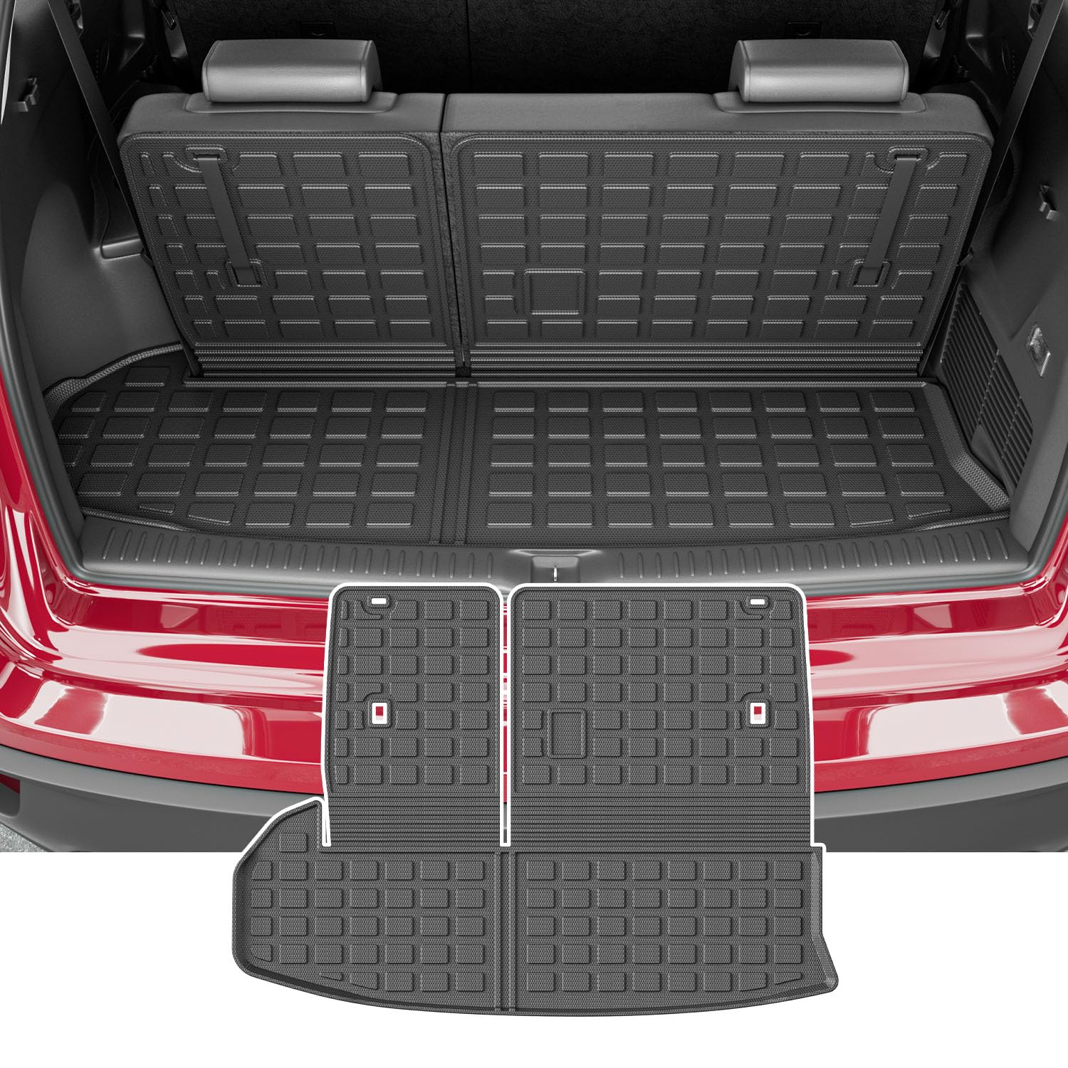 Xipoo Cargo Liner Compatible With 2014-2019 Toyota Highlander Trunk Mat With Backrest Mat Replacement For 2014-2019 Highlander Accessories (Fit 2014-2019 Toyota Highlander,Cargo Mat With Backrest Mat)