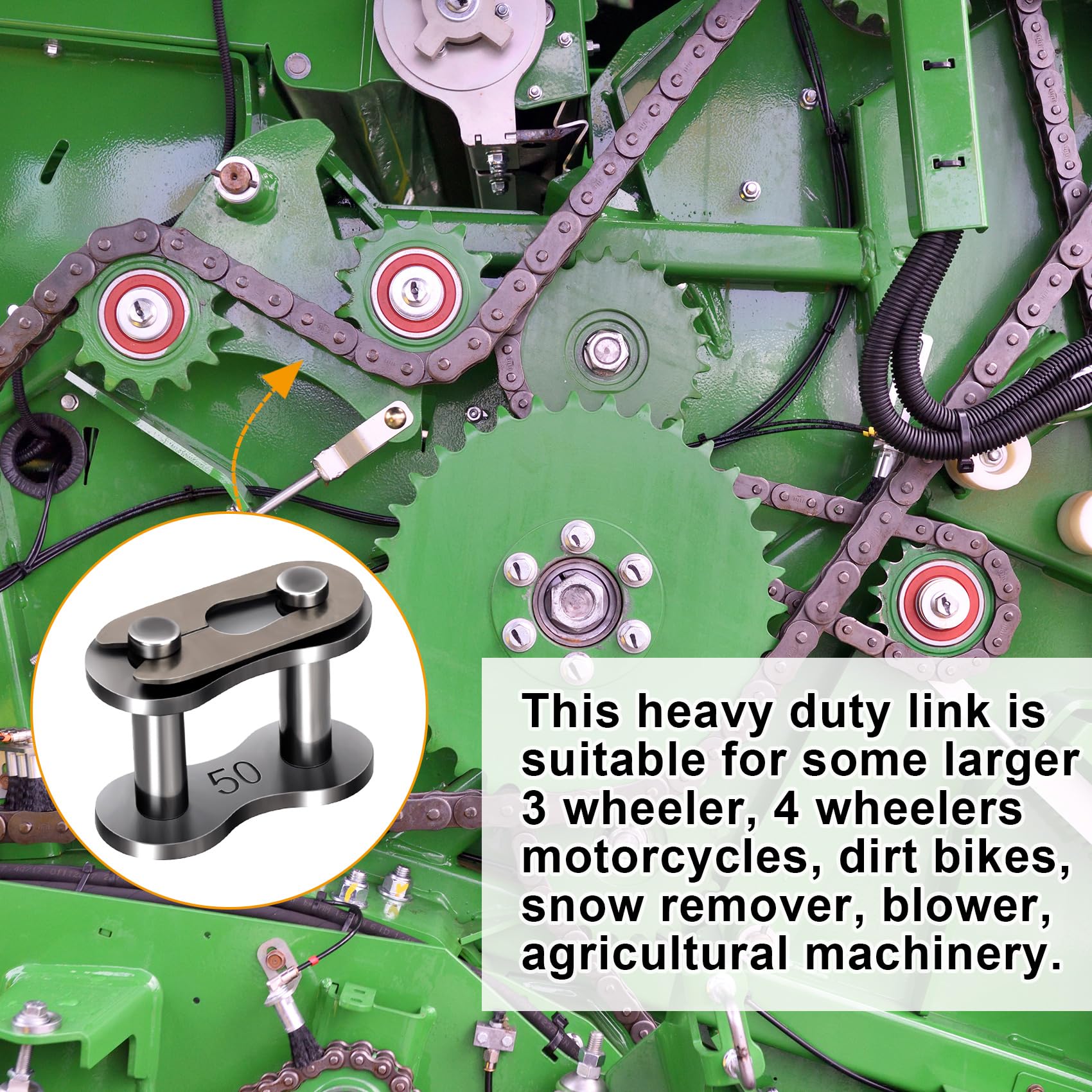 Pagow 10Pcs #50 Roller Chain Connecting Links, Master Connector Link Heavy Duty For Bycicles, Mini Bikes, Motorcycles, Go-Karts,