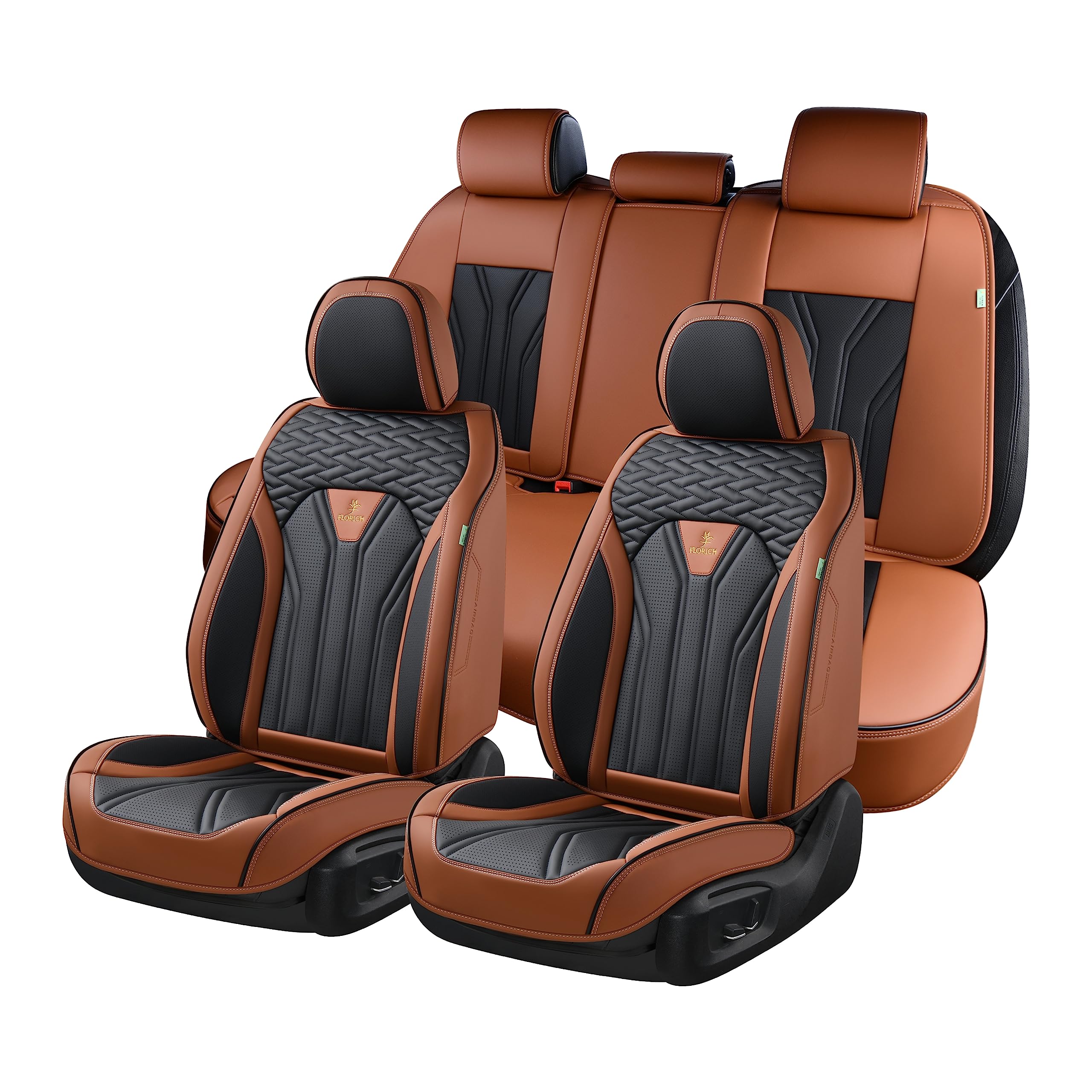 FLORICH Leather Seat Covers, Seat Covers Full Set, Car Seat Protectors 5 Seats,Automotive Seat Covers Fit for Most Cars Trucks-B