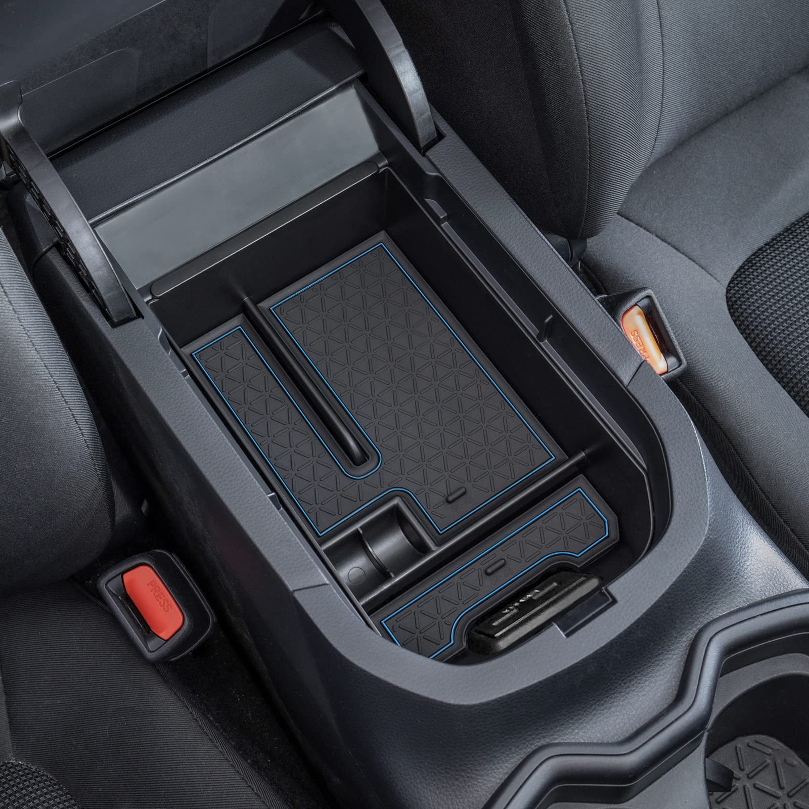 Topinstall Blue Center Console Tray Compatible With 2019-2023 2024 Toyota Rav4 Accessories, Armrest Box Organizer Insert Abs Plastic Storage Box