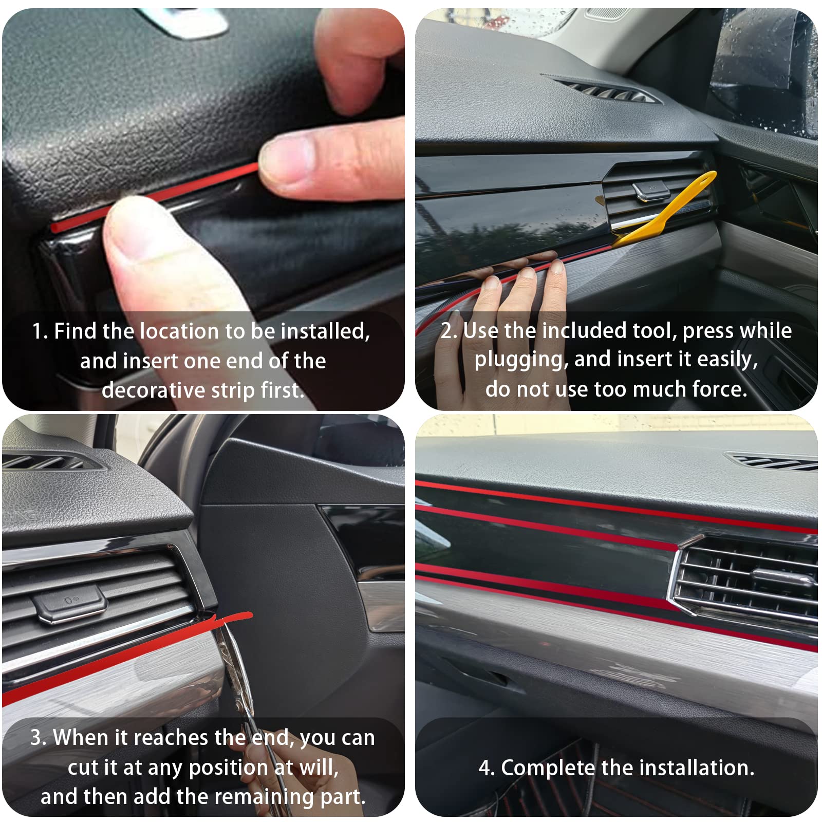 OSIFIT Car Interior Trim Strips,Universal 33ft Car Electroplating Decoration Styling Door Dashboard, Flexible Interior Trim Acce