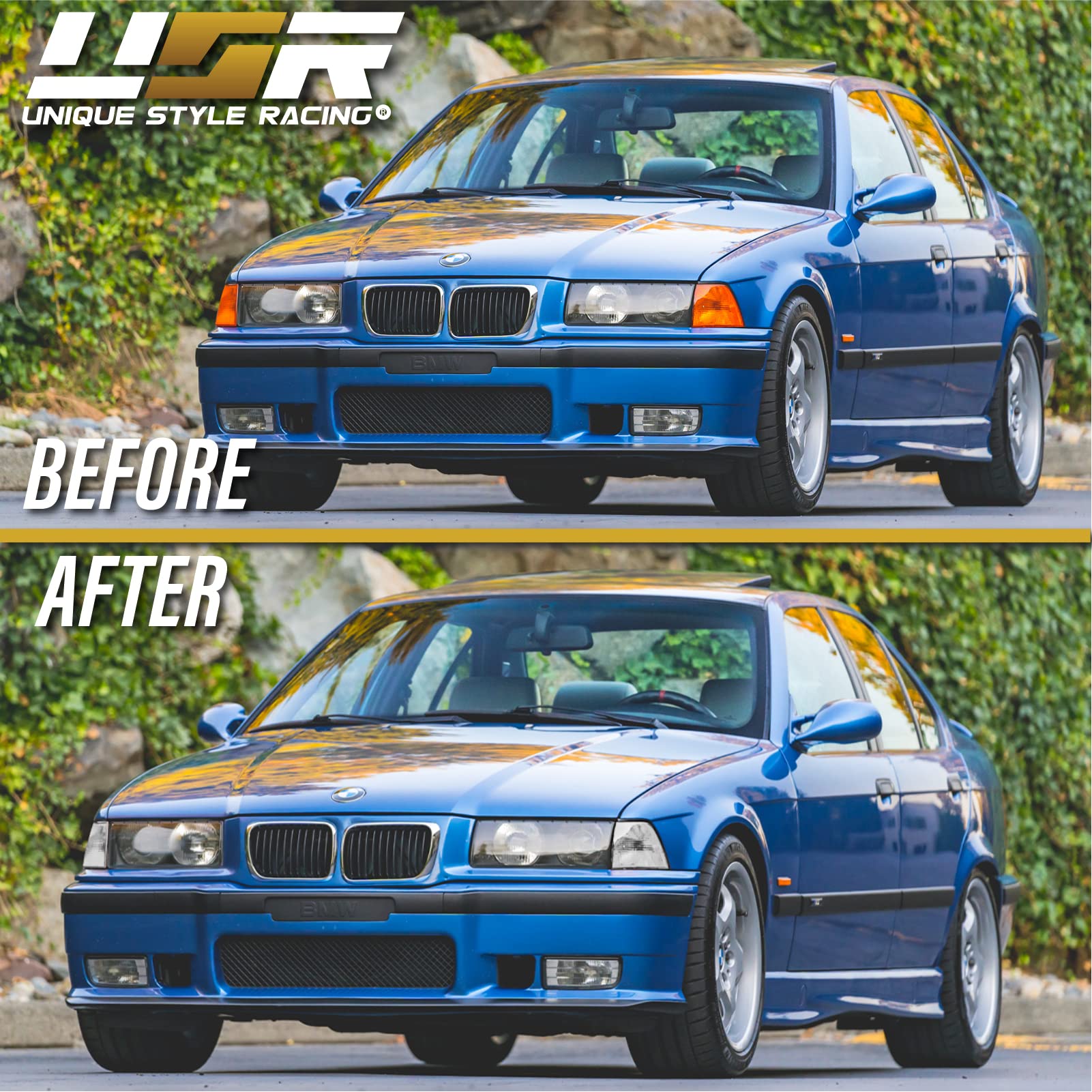 Depo E36 4D Corner Lights - Euro Cornering Turn Signal Lamps Set (Left + Right) Compatible With 1992-1998 Bmw E36 4 Doors Sedan Including M3 (Clear With 2 Amber Bulbs)