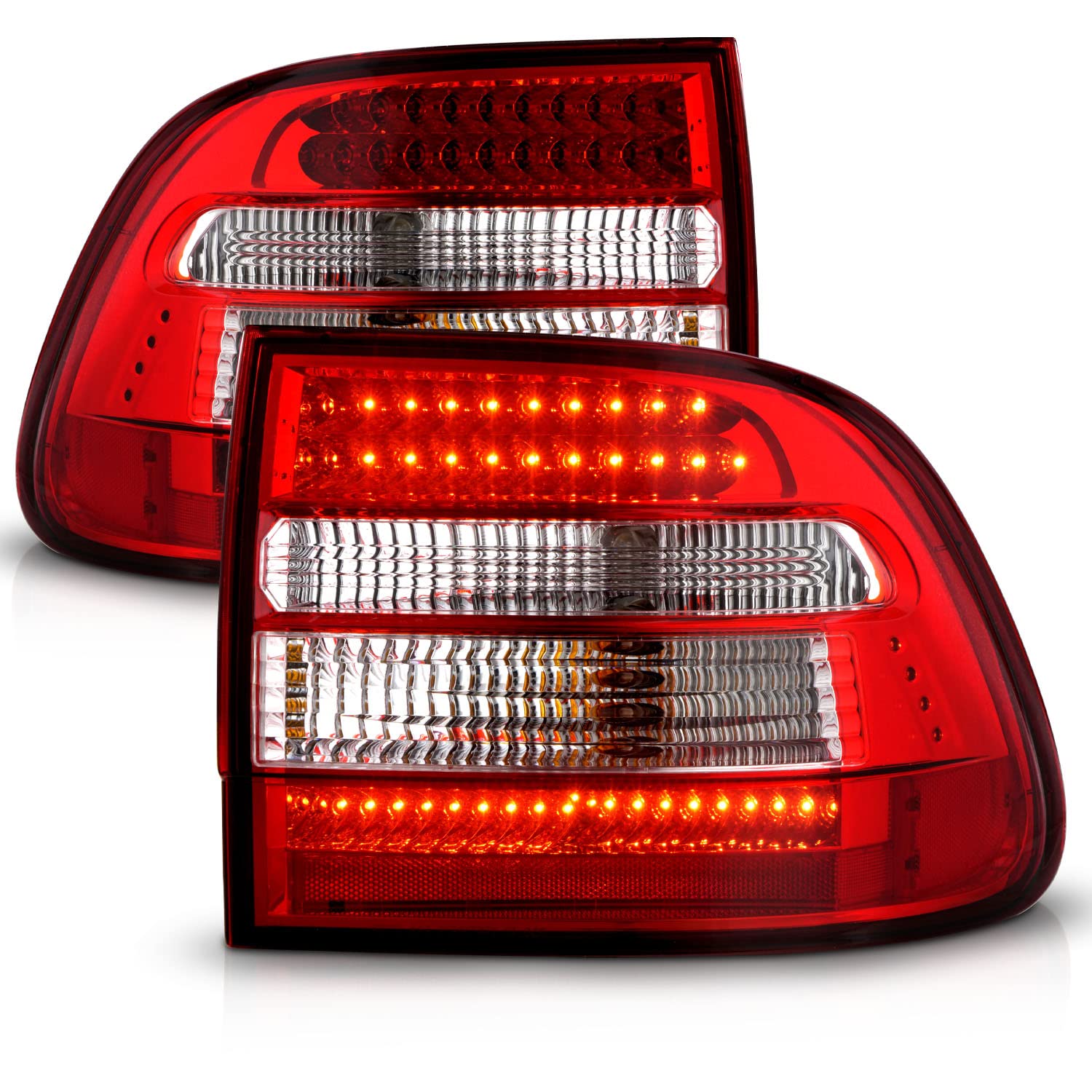 Amerilite Red Clear Led Tail Lights Pair For Porsche Cayenne Suv - Driver And Passenger Side