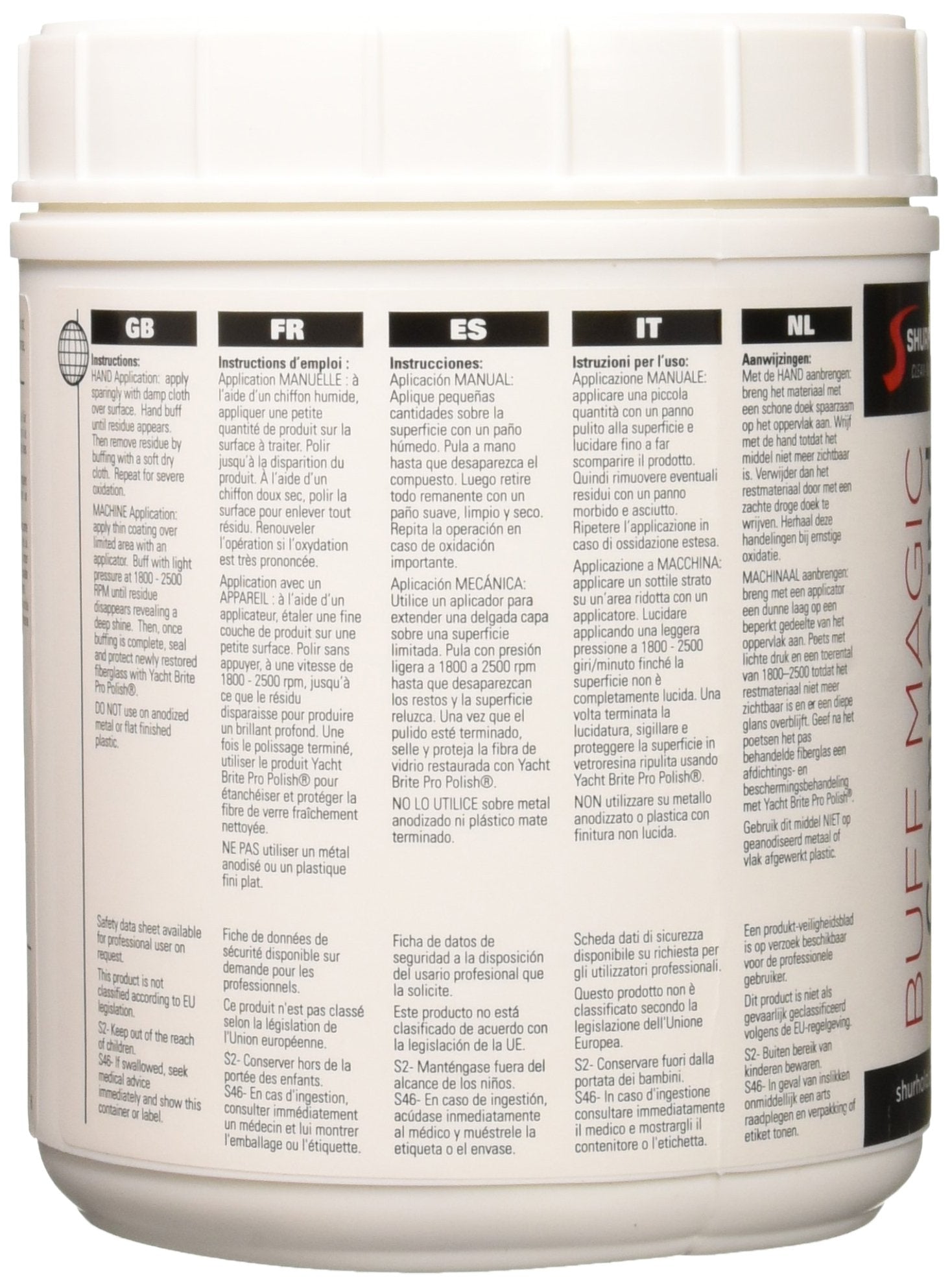 Shurhold Yacht Brite Ybp-0111 White Buff Magic Jar - 4 Lb.