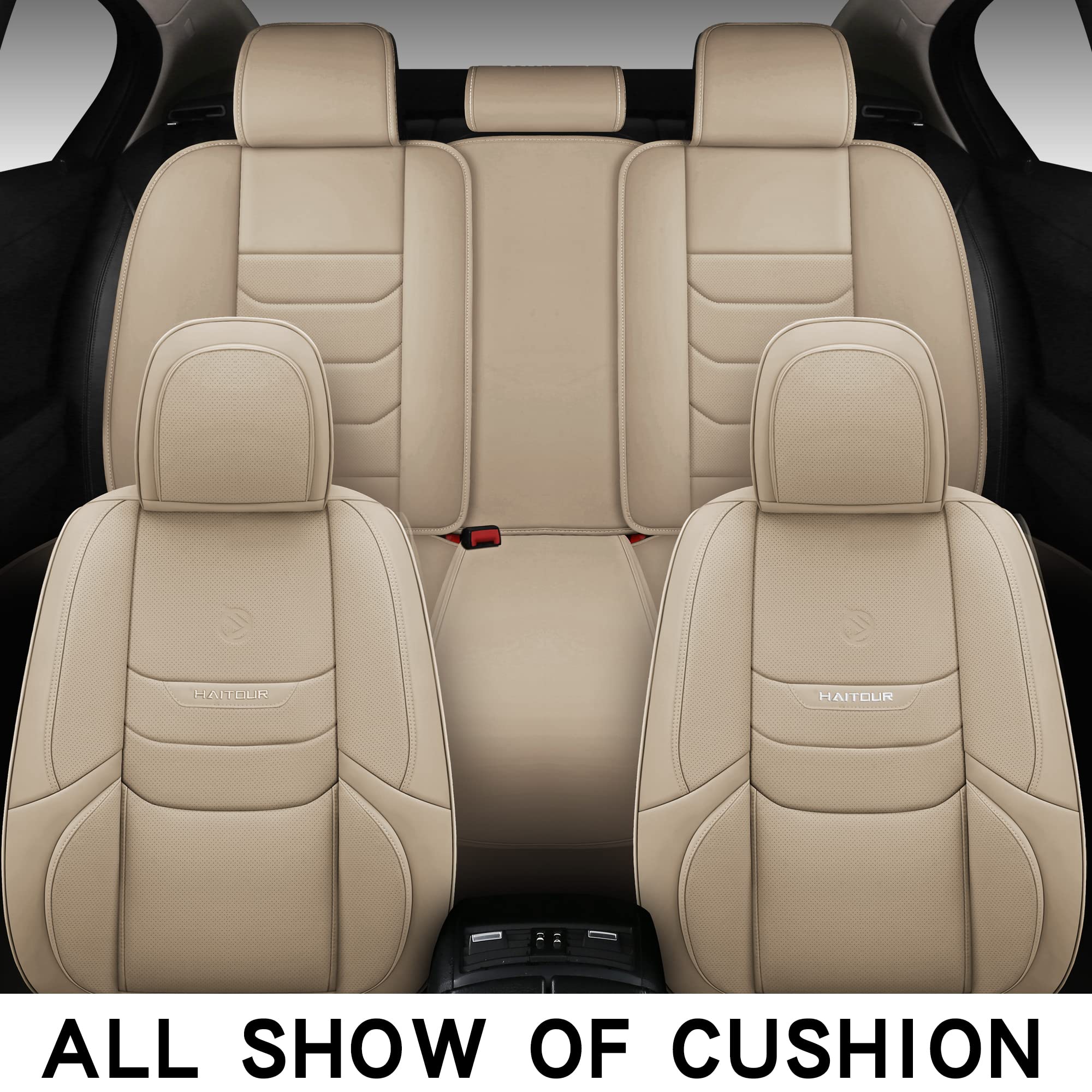 Haitour Full Coverage Leather Car Seat Covers Full Set Universal Fit For Most Cars Sedans Trucks Suvs With Waterproof Leatherett