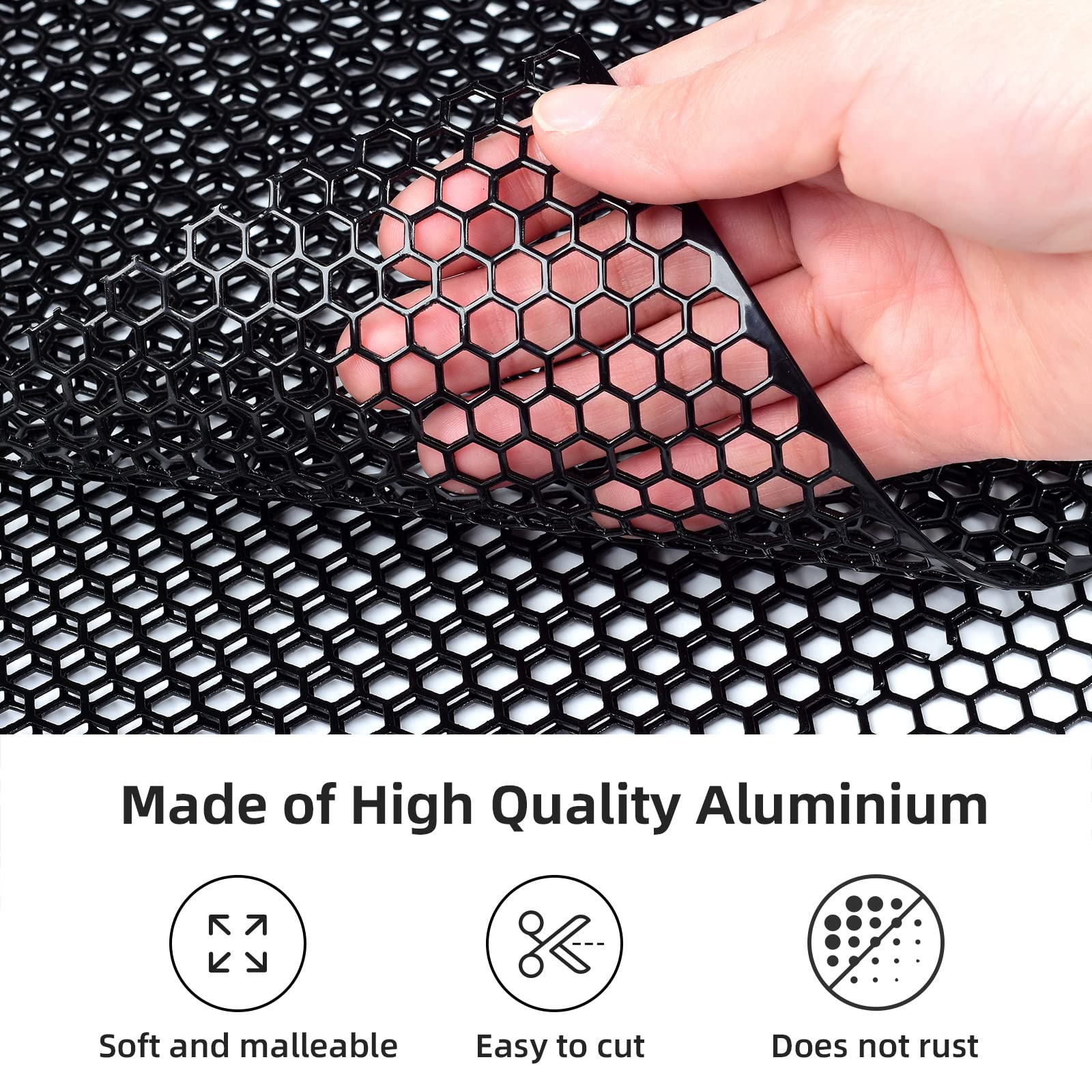 Aggauto Universal 13 ''X13 '' Car Grill Mesh - Aluminum Alloy Automotive Grille Insert Bumper Honeycomb Hole 6Mm Spacing 1Mm, 3P