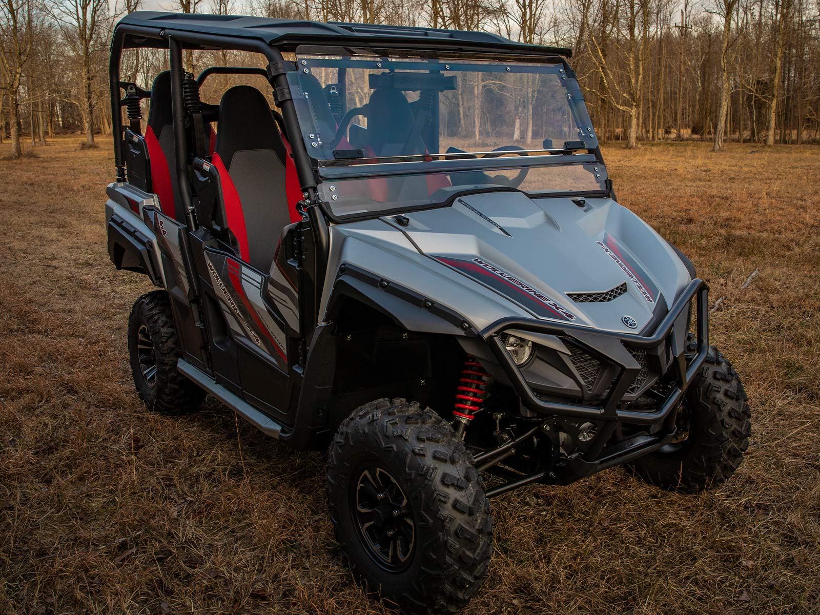 Superatv Scratch Resistant 3-In-1 Flip Windshield For 2018-2020 Yamaha Wolverine X4 | Usa Made | 1/4' Thick Polycarbonate 250X Stronger Than Glass | Hard Coated | Set To Open, Vented, Or Closed!