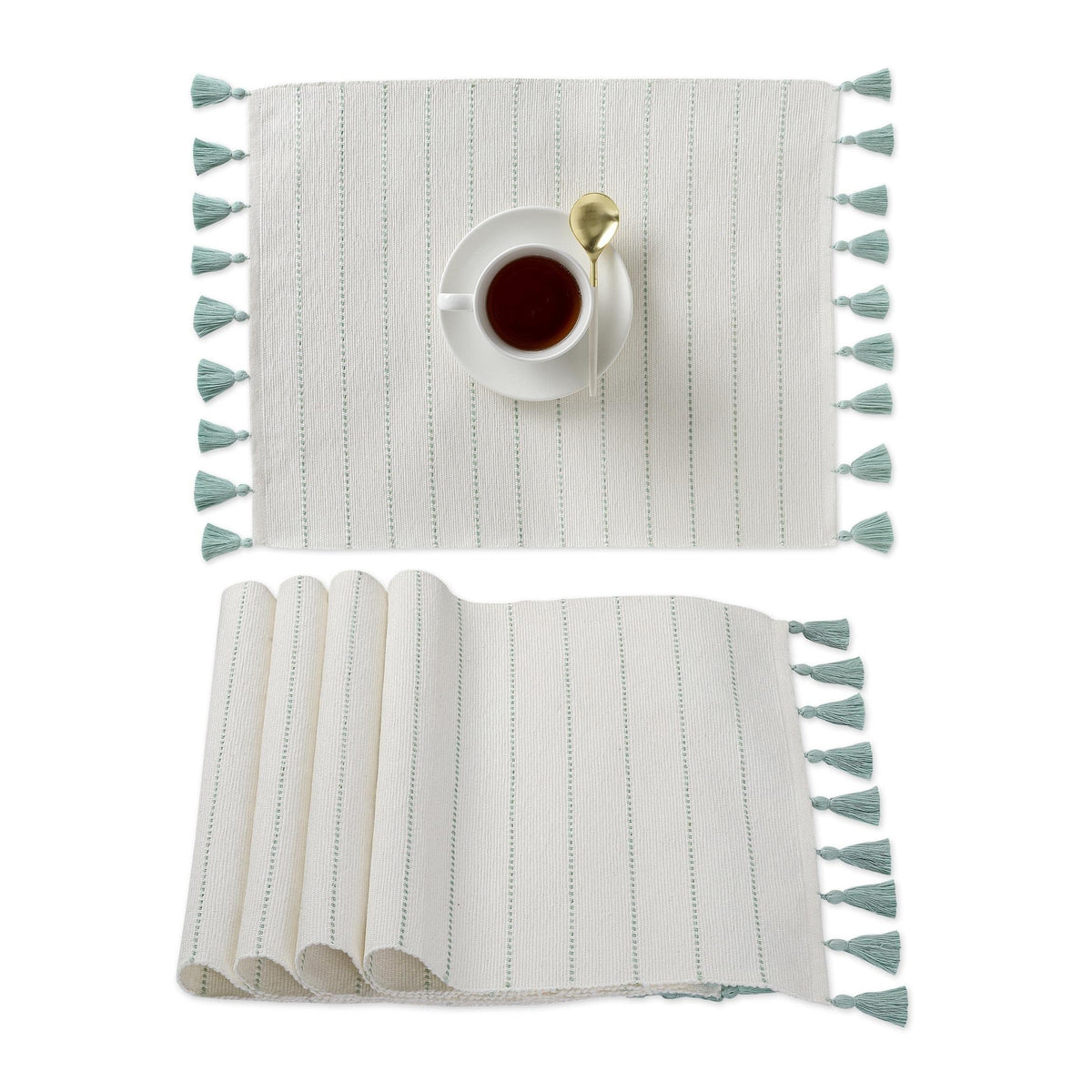 Folkulture Placemats Set Of 4, 100 Cotton Ribbed Place Mats 14 X 19 Inches With Tassels For Dining Table, Boho Table Mats For Ta
