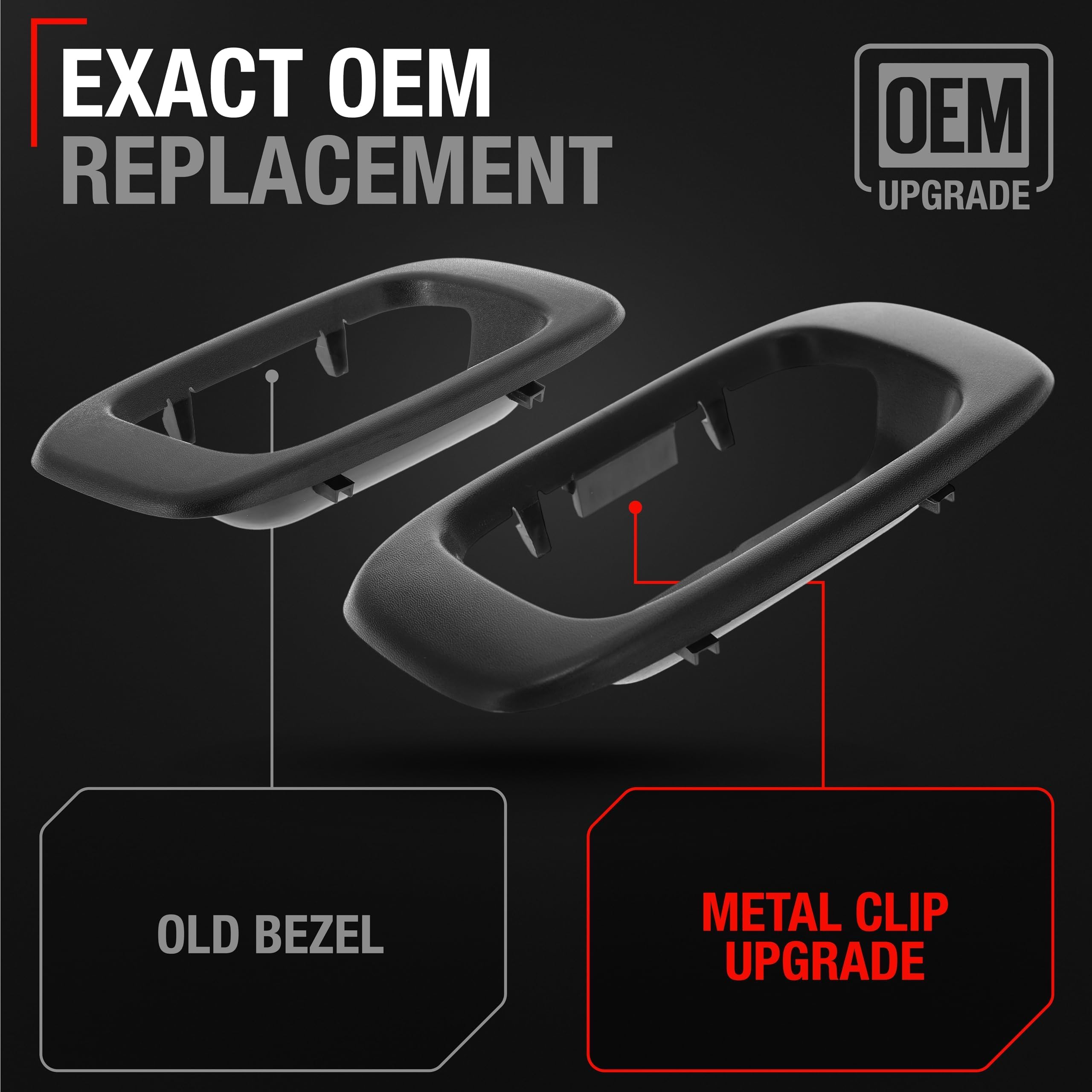 Tailgate Handle Latch W/Improved Bezel Trim With Rod Clips - Upgraded Metal Handle Compatible With 1999-2007 Chevy Silverado Gmc