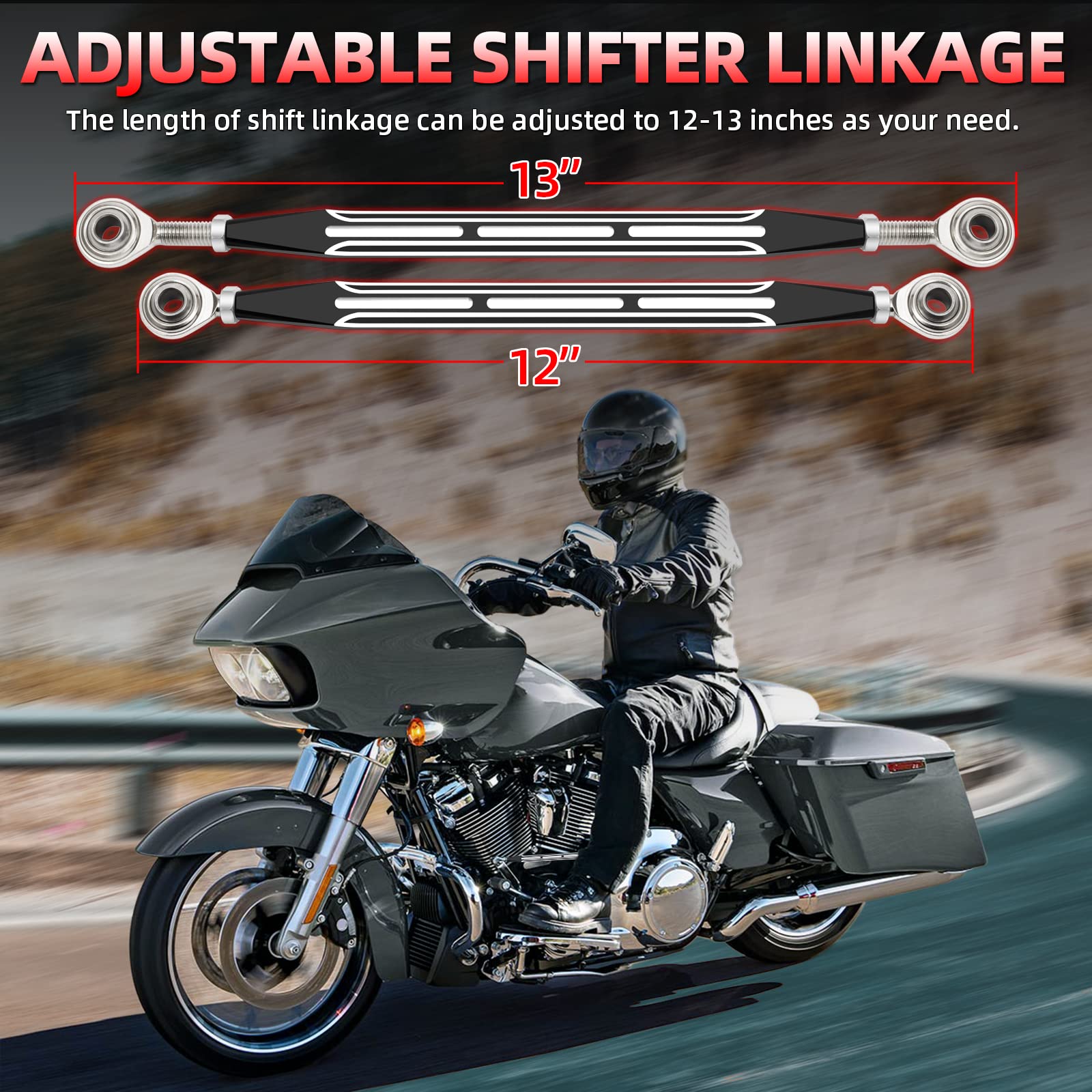 Amazicha Black Gear Shift Linkage Compatible For Harley Touring Electra Glide Street Glide Tour Glides Trikes 1980-Later