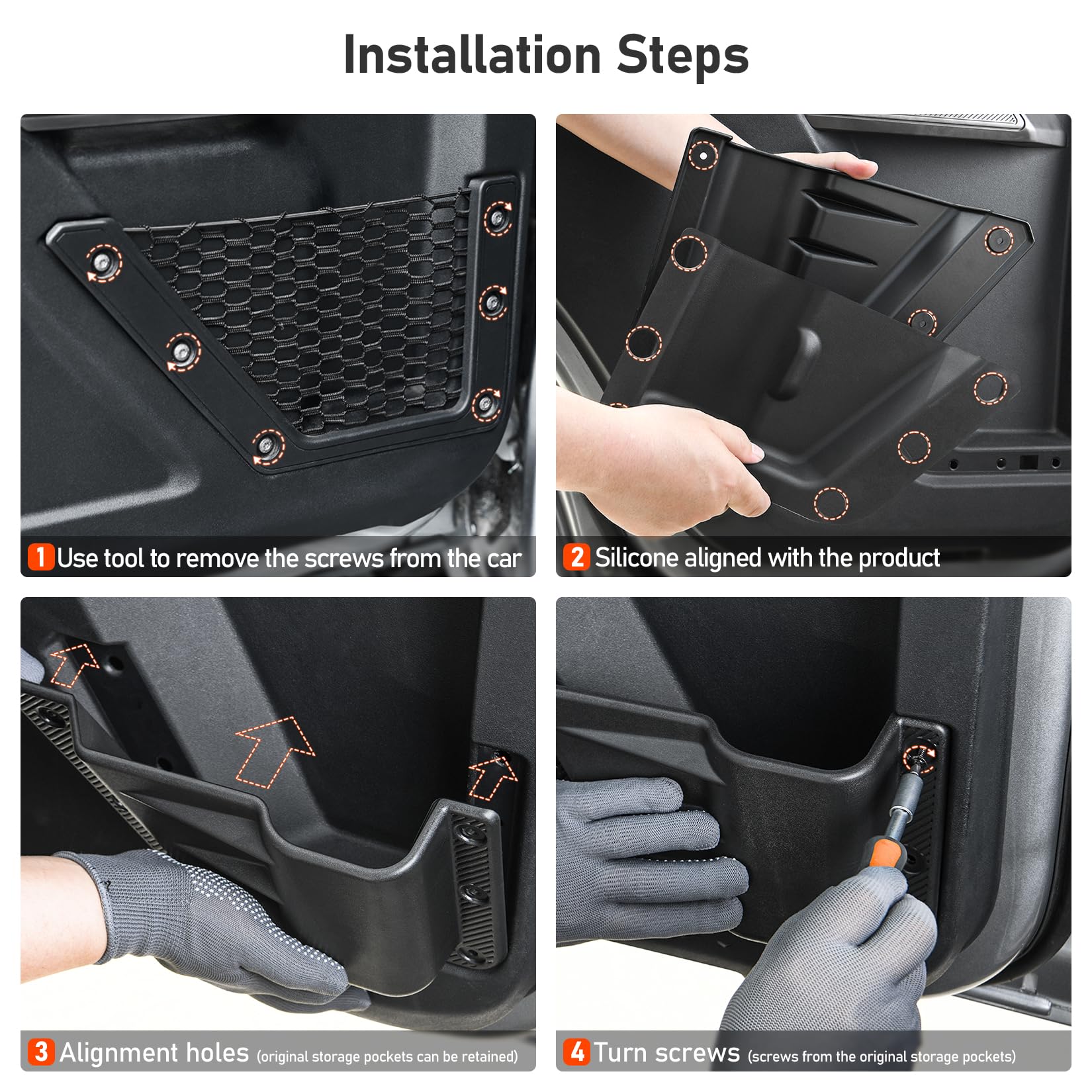 Lepz 2Pcs Front Door Storage Pockets For Ford Bronco Accessories 2024 2023 2022 2021,Door Side Organizer Box Compatible For Bron