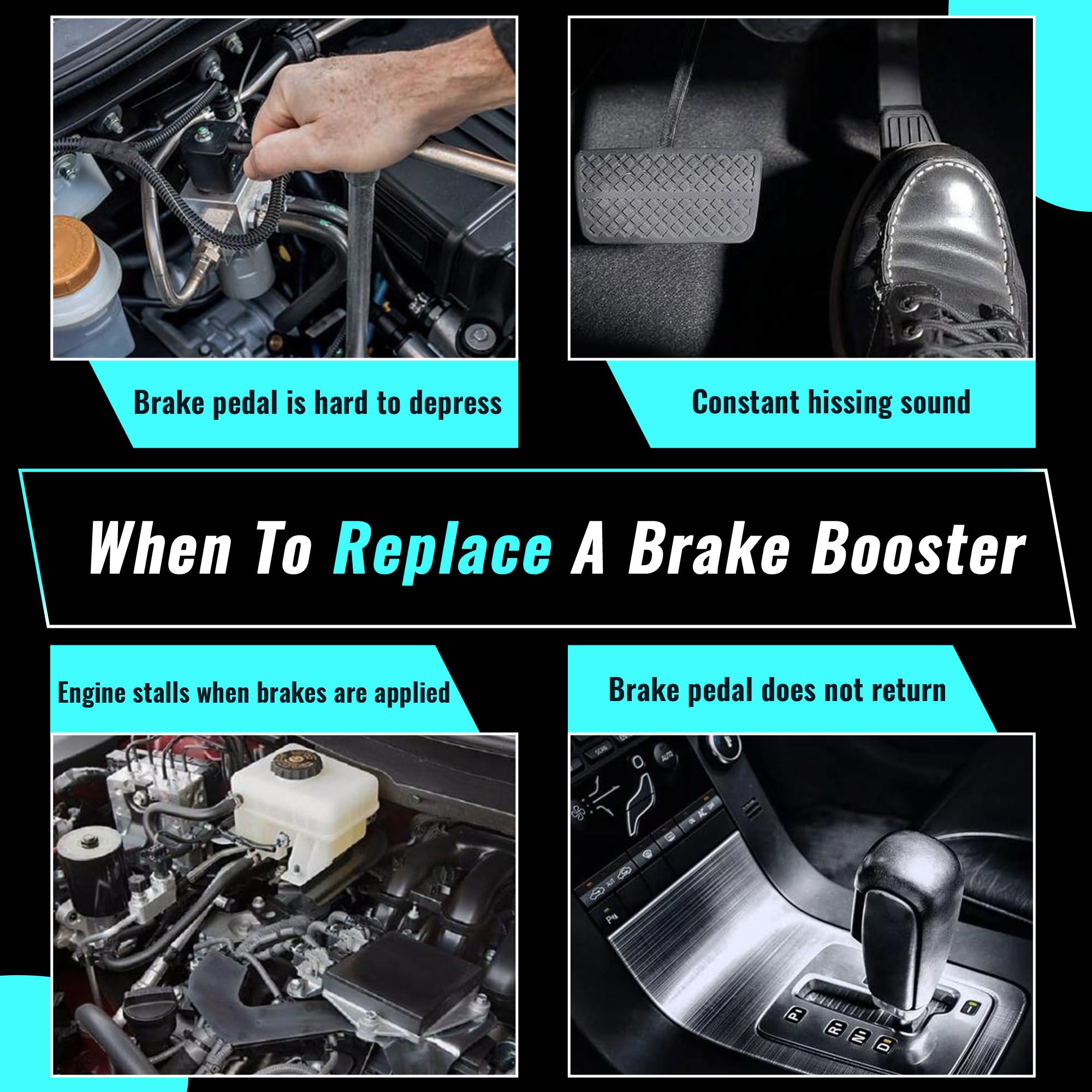 PartsFlow Power Brake Booster 54-74400 compatible with Ford F250 1987-1996 F250 HD 1997 F350 1987-1997 F-Super Duty 1990-1997 E8