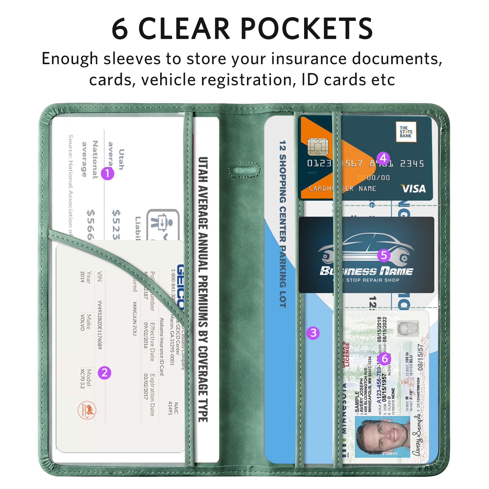 Cobak Car Registration And Insurance Holder - Vehicle Glove Box Car Organizer,Auto Truck Comparment Accessories Case With Magnet