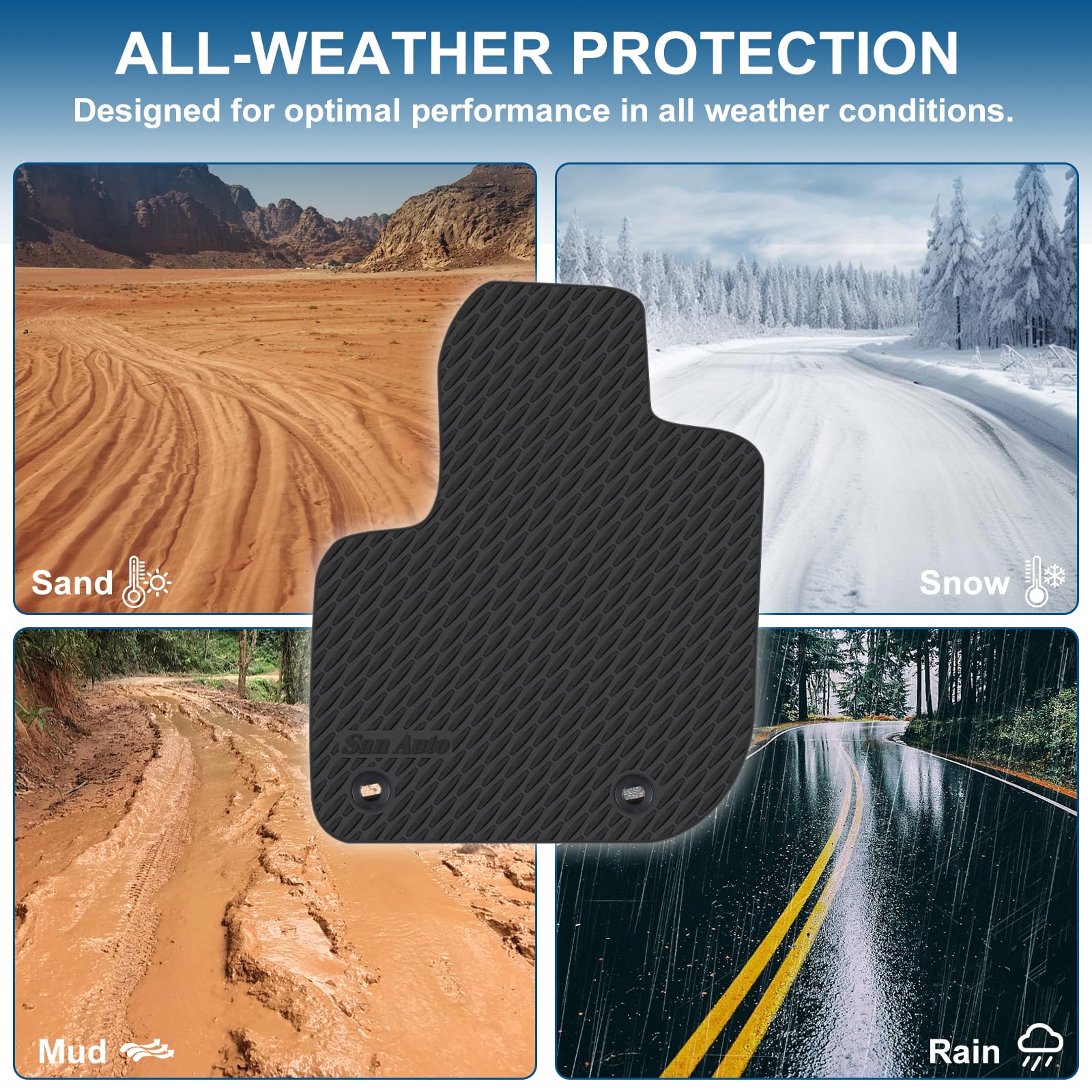 San Auto Car Floor Mats Custom Fit for Honda HR-V 2015 2016 2017 2018 2019 2020 2021 2022 Full Black Rubber Car Floor Liners Set
