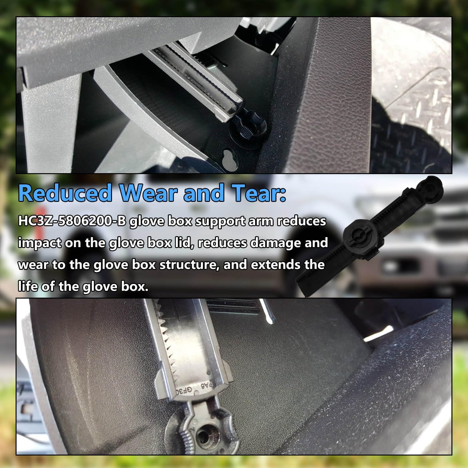 BSNOVT HC3Z-5806200-B HC3Z5806200B Car Glove Box Support Damper Stop,Fit for Ford F-150 2015-2018, Fit for Ford F-250 F-350 F-45