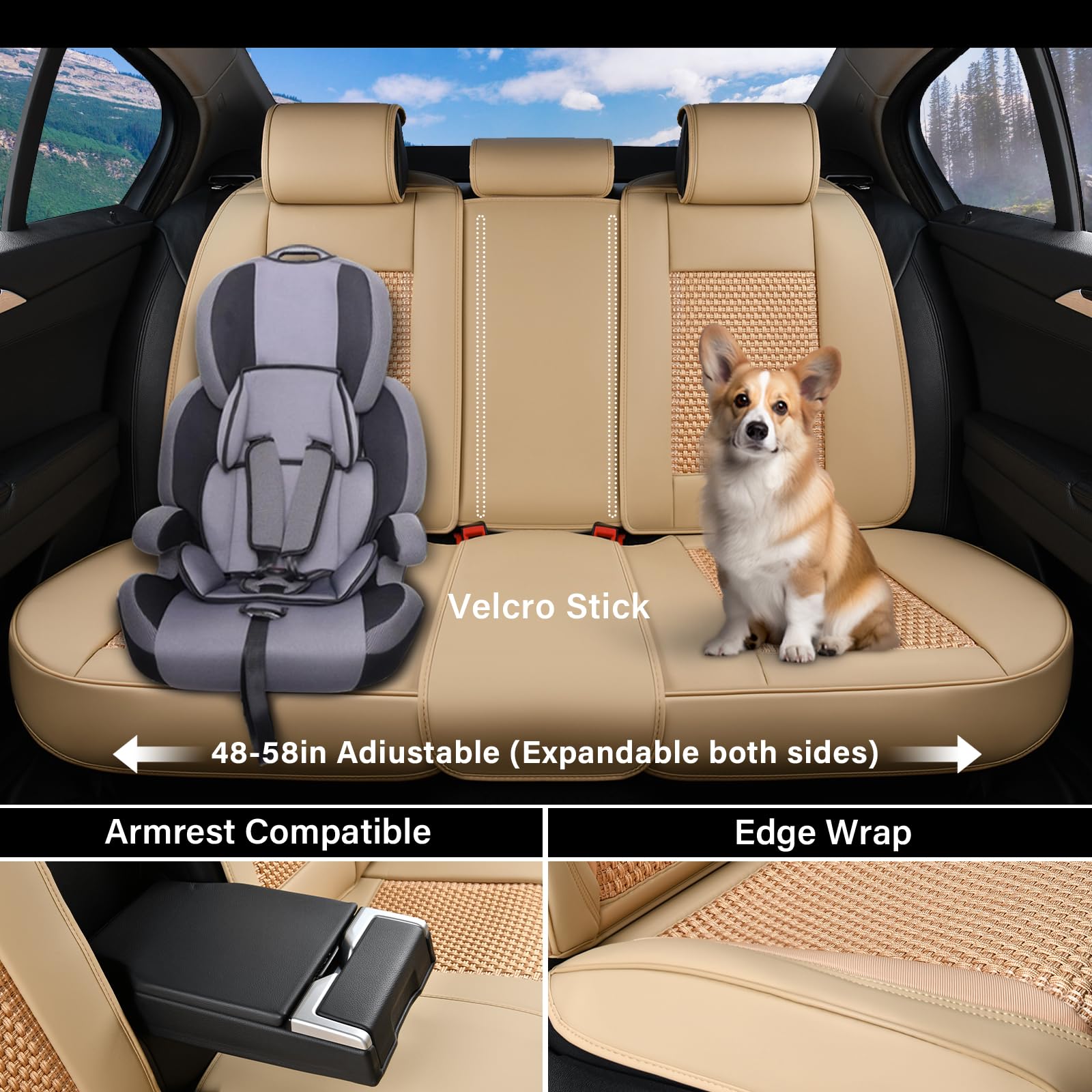 Coverado Car Seat Covers Front Seats, Waterproof Front Seat Covers Nappa Leather Seat Covers For Cars, Breathable Summer Car Sea