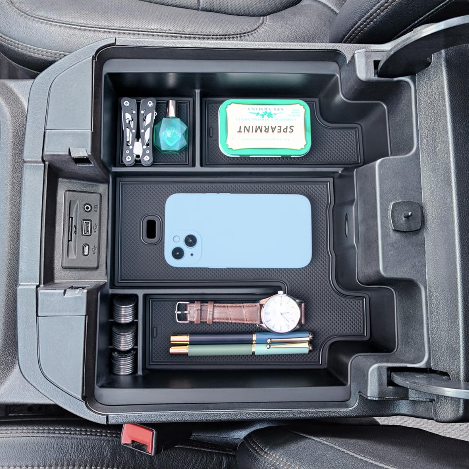 Jkcover Full Size Center Console Organizer Tray Compatible With (2019-2022) Chevy Silverado/Gmc Sierra 1500 And (2020-2023) Silv