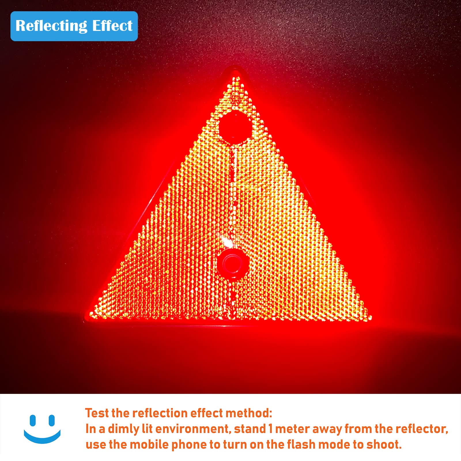 Welnent E-Mark/Ccc 2Pcs Triangle Reflector Screw On For Trailer Driveway Mailbox Golf Cart