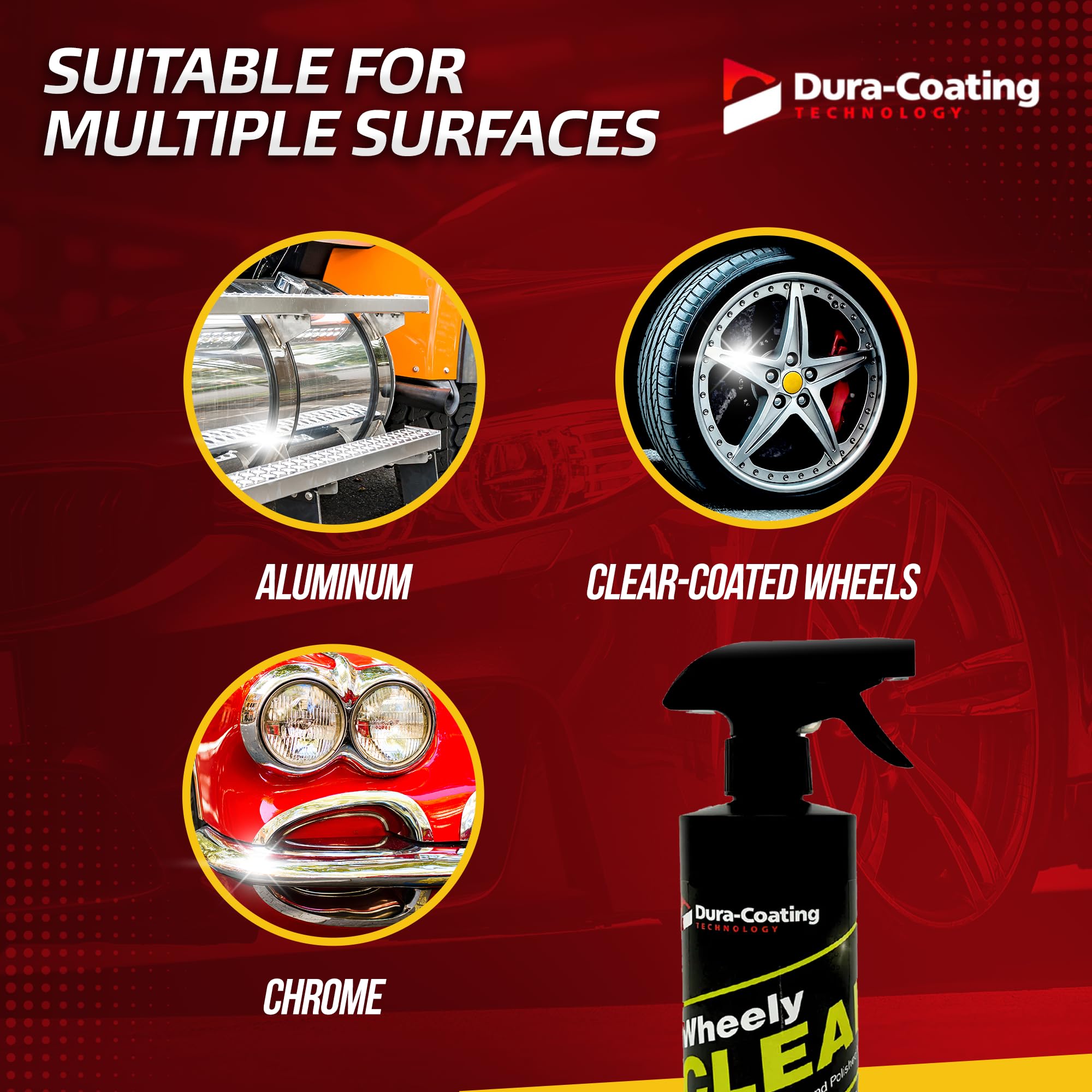 DURA-COATING TECHNOLOGY Wheely Clean Professional Wheel Cleaner Spray - 16 oz - Removes Brake Dust for Aluminum, Chrome, and Clear-Coated Wheels